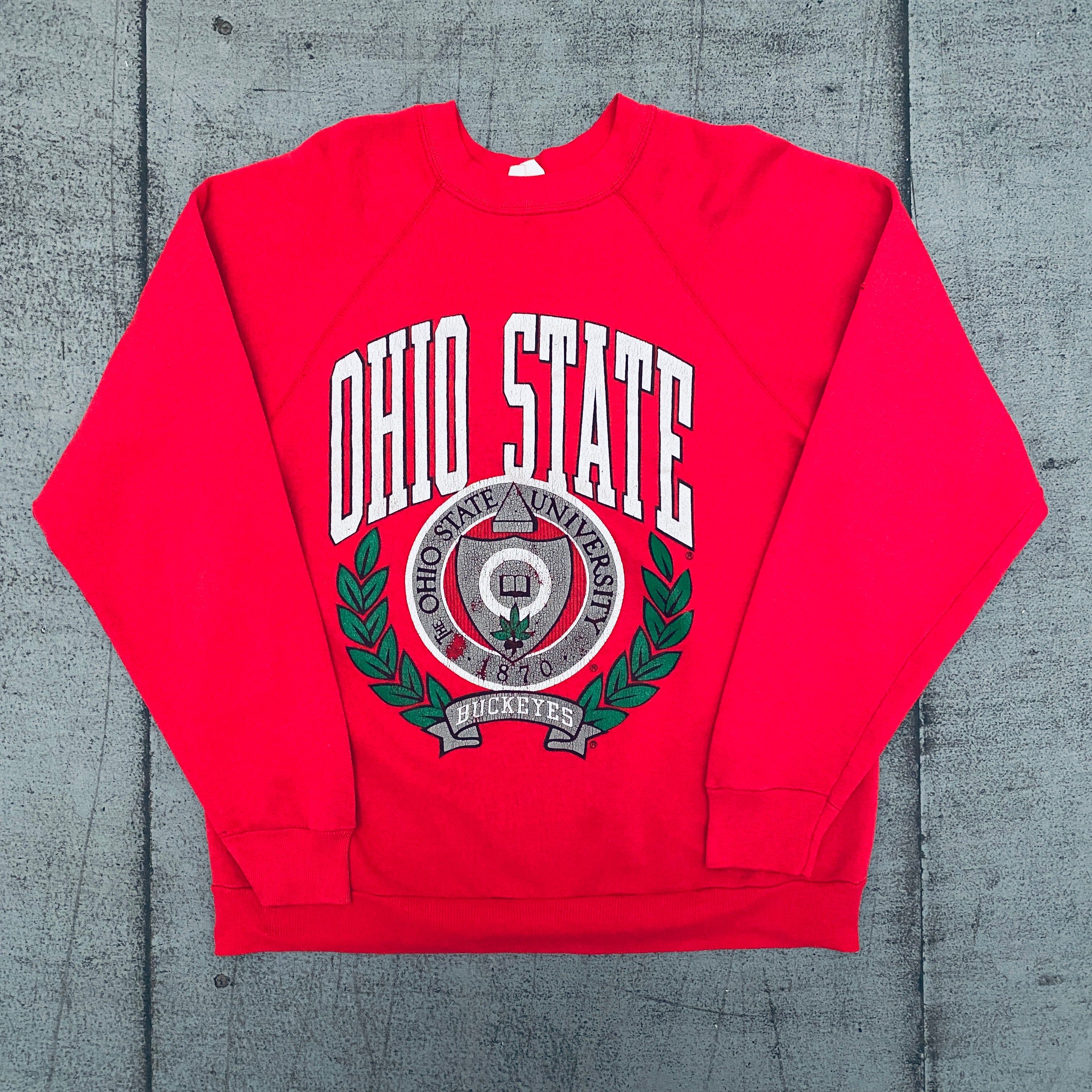 Vintage 1980s Ohio State Buckeyes Graphic Spellout Sweatshirt (Small) - Perfect for Game Day, College Spirit & Retro Fashion