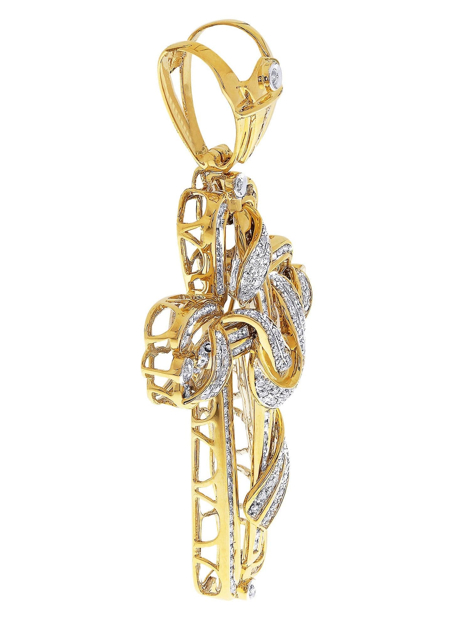 3.25 Carat Diamond Cross Pendant Necklace - 29.69 Grams Solid Gold Religious Jewelry for Women - Perfect for Church, Weddings & Special Occasions