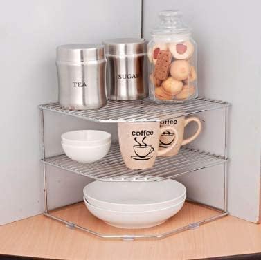 Cri8Hub Heavy Duty Corner Storage Rack - Multipurpose Kitchen Shelf for Plates, Dishes & Organizers | Space-Saving Corner Stand for Small Kitchens, Bathrooms & Pantries