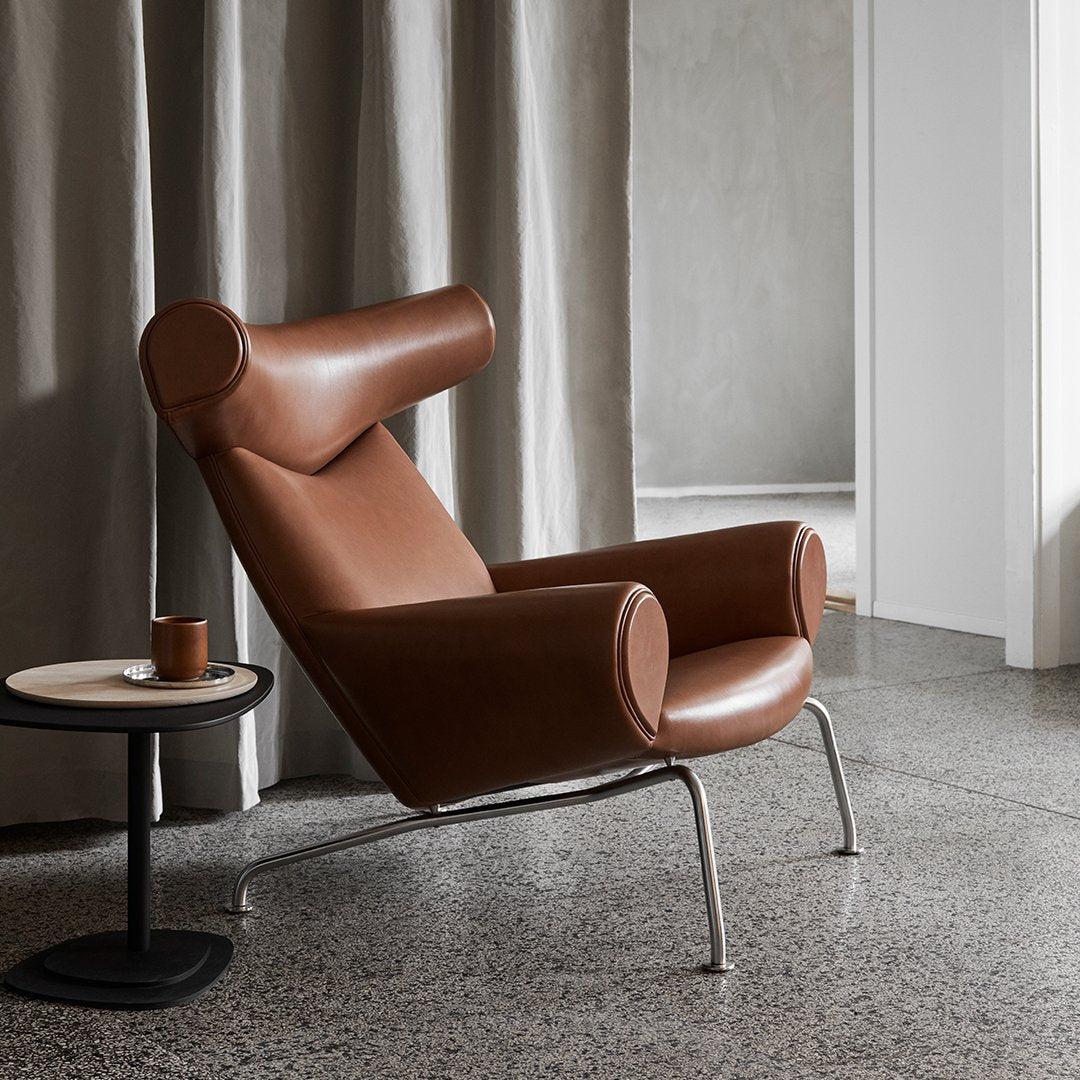Erik Jørgensen Wegner Ox Chair - Mid Century Modern Leather Lounge Chair for Living Room, Office & Reading Nook - Scandinavian Design Replica