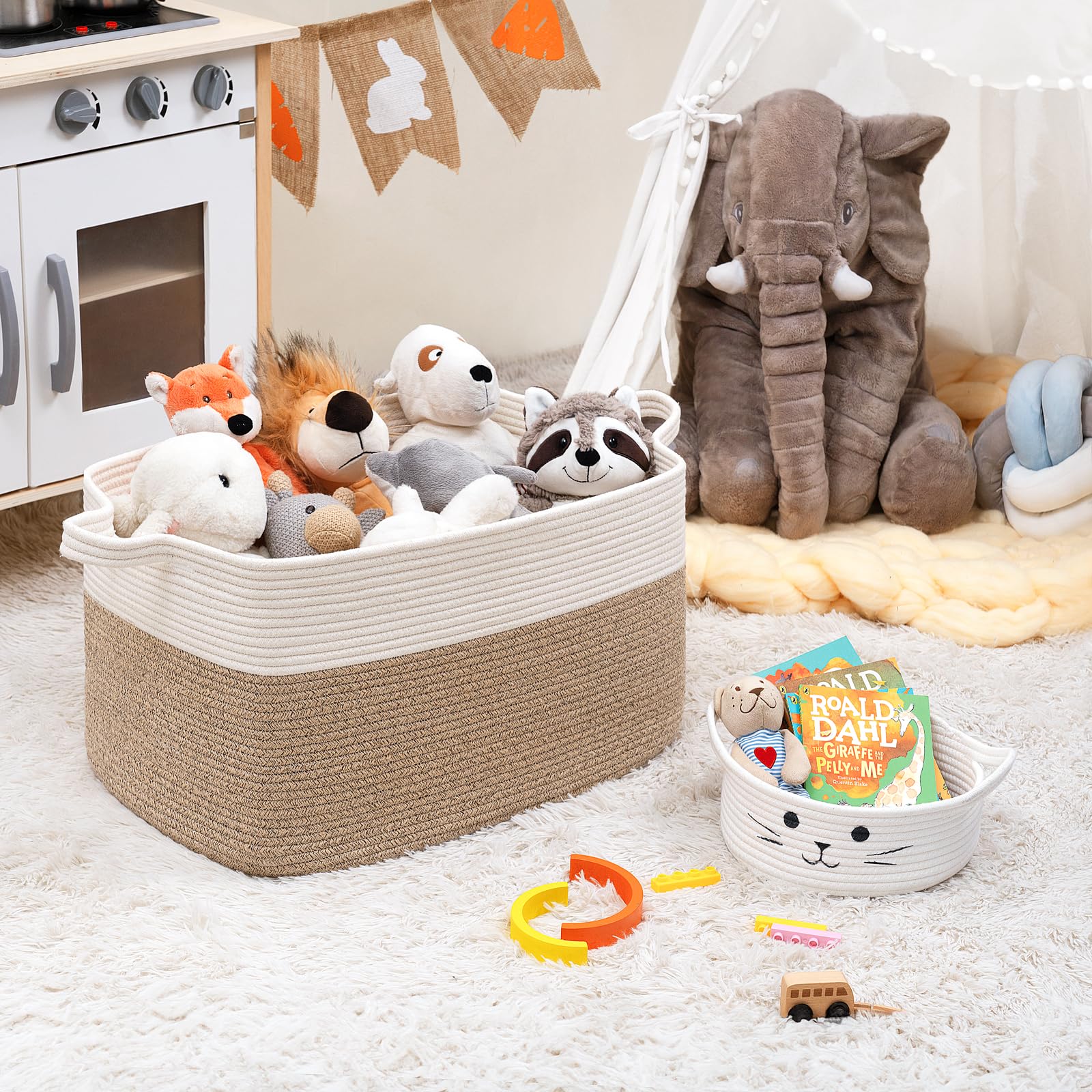 Goodpick Large Storage Basket for Blankets, Toys & Baby Laundry - Nursery & Home Organizer