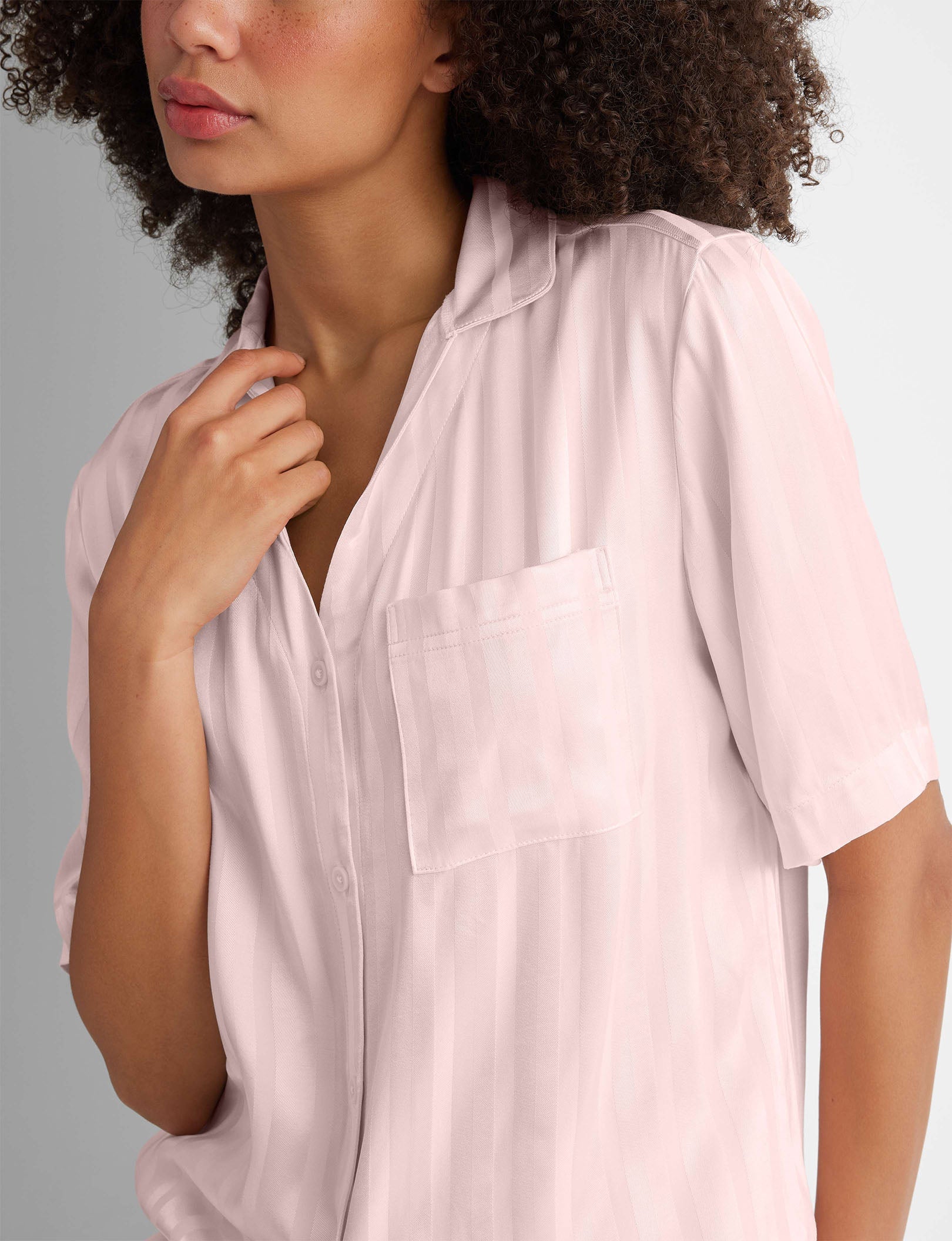 Women's Satin Jacquard Pajama Set - Soft Sleepwear Top & Shorts for Lounge & Vacation | Perfect for Nightwear, Spa Days & Relaxing at Home