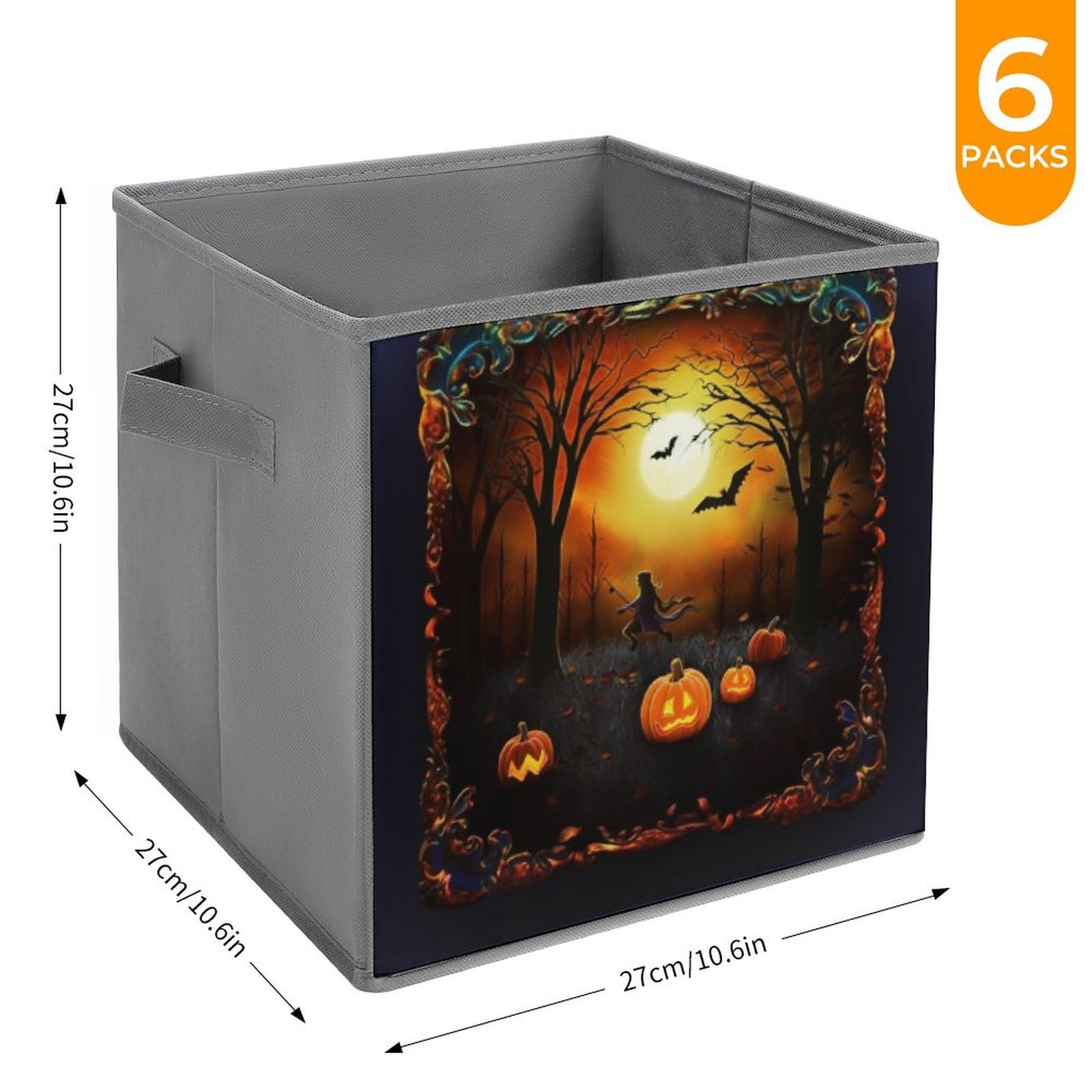 6-Pack Halloween Collapsible Storage Bins with Handles - Large Foldable Storage Baskets for Closet Organization, Clothing & Houseware Storage | Perfect for Seasonal Decor, Party Supplies & Home Organization