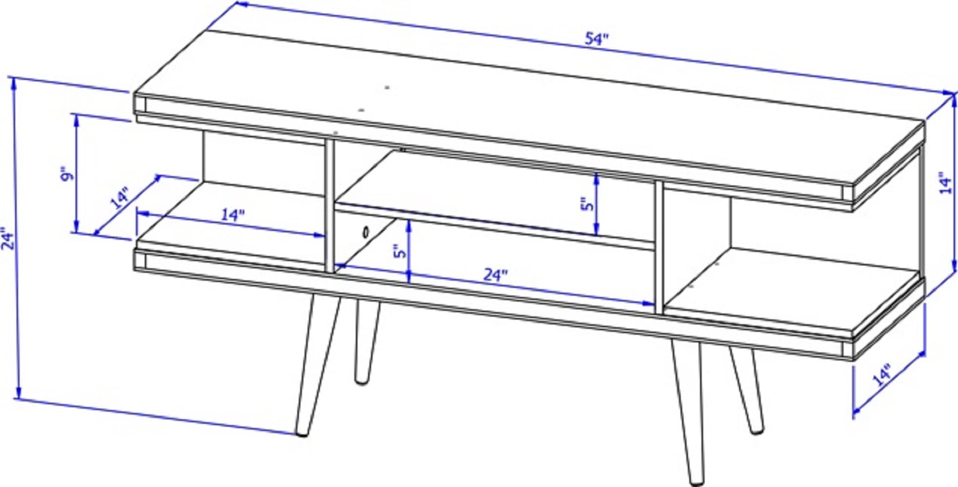 Mid Century Modern TV Stand with Shelves - 53.14