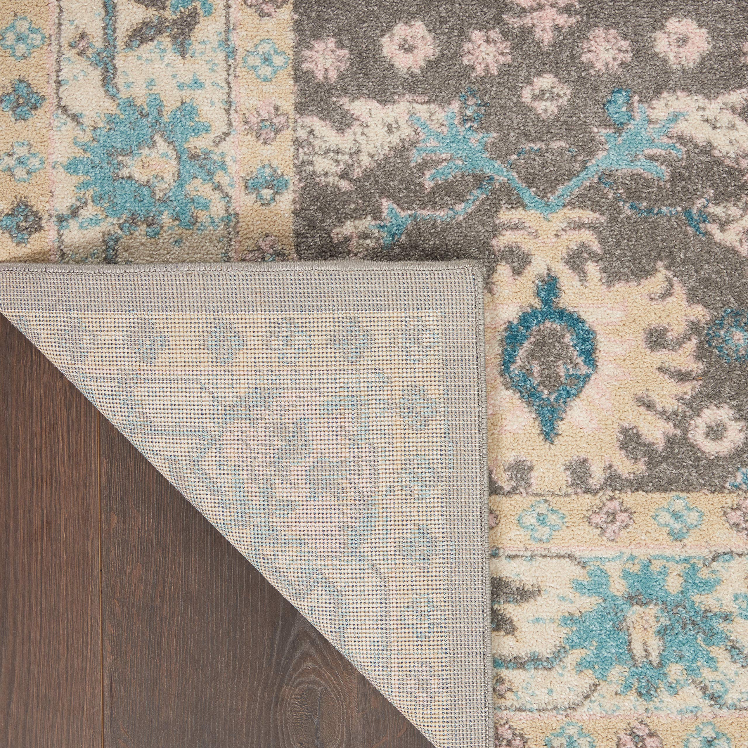 Nourison Tranquil Persian Grey/Pink 4' x 6' Area Rug - Easy Cleaning, Non-Shedding, Soft & Durable - Perfect for Bedroom, Living Room, Dining Room & Kitchen Decor (4x6)