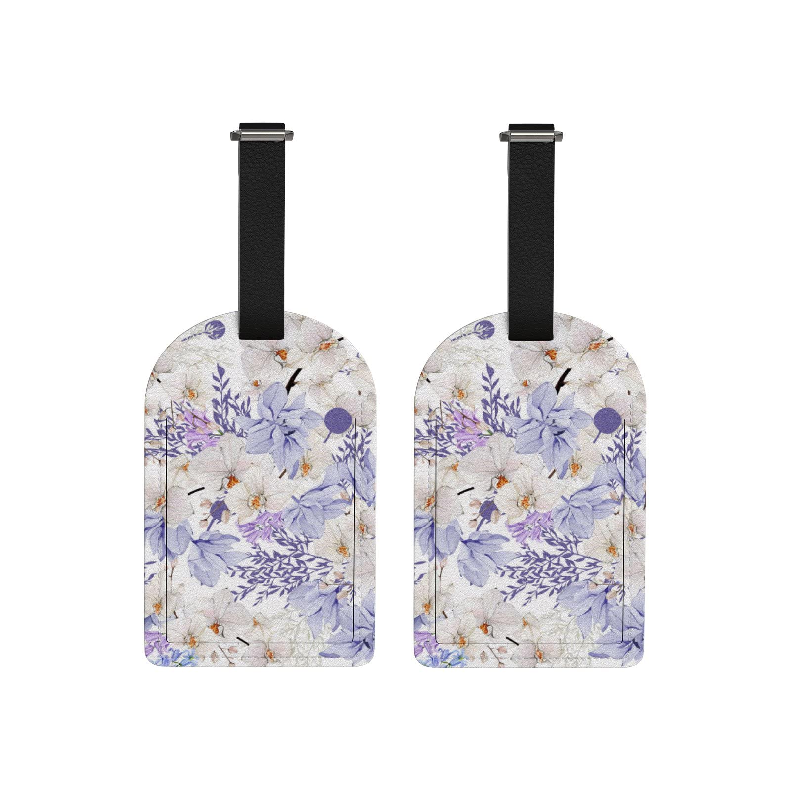 Elegant Spring Floral Leather Luggage Tags - 2 Pack Privacy Name ID Card Suitcase Labels for Travel | Perfect for Airports, Cruise Ships & Business Trips