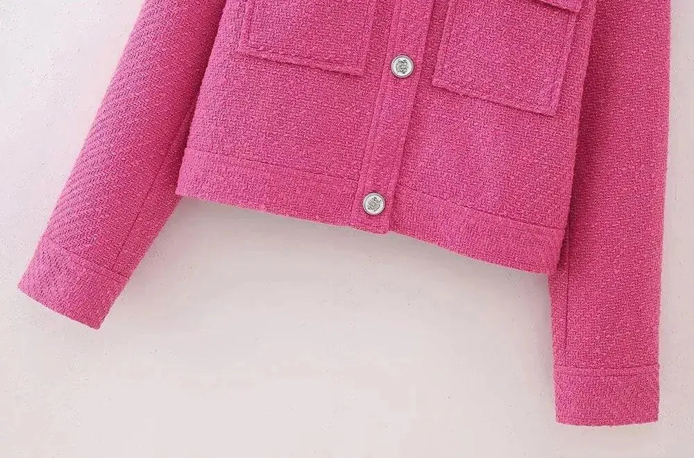 Vintage Women's Cropped Tweed Jacket - Classic Fitted Blazer for Office, Dating & Fall Fashion