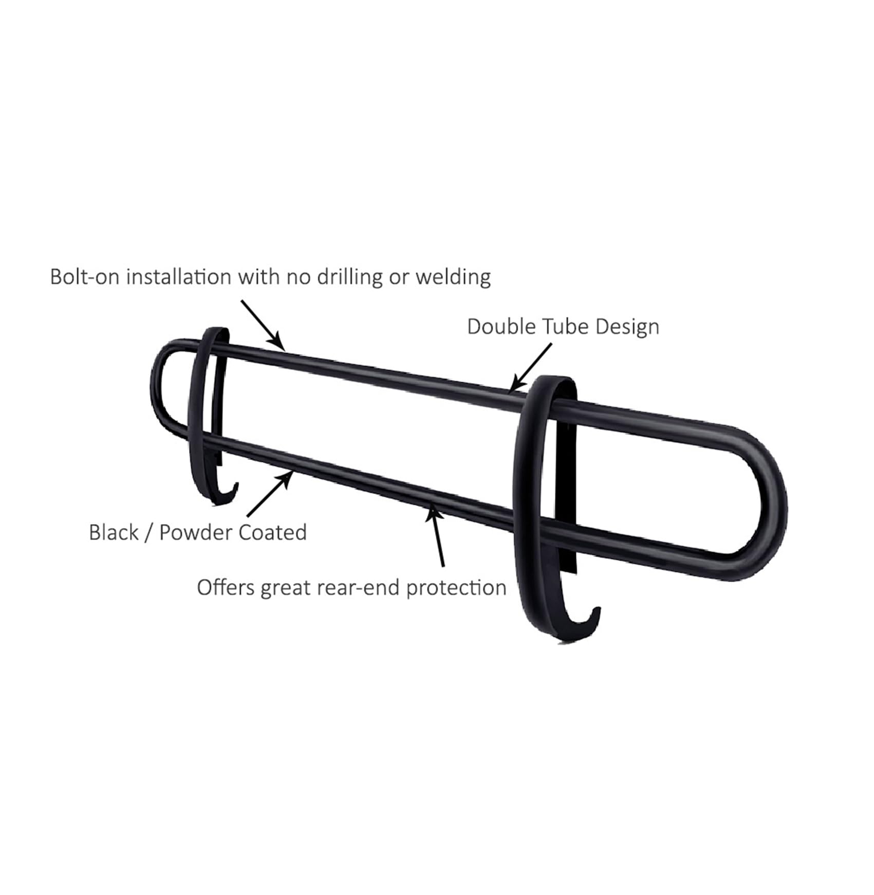 Black Horse Off-Road Double Tube Bumper - Heavy Duty Universal Fit for Trucks & SUVs - Perfect for Off-Roading, Trail Riding & Adventure Vehicles