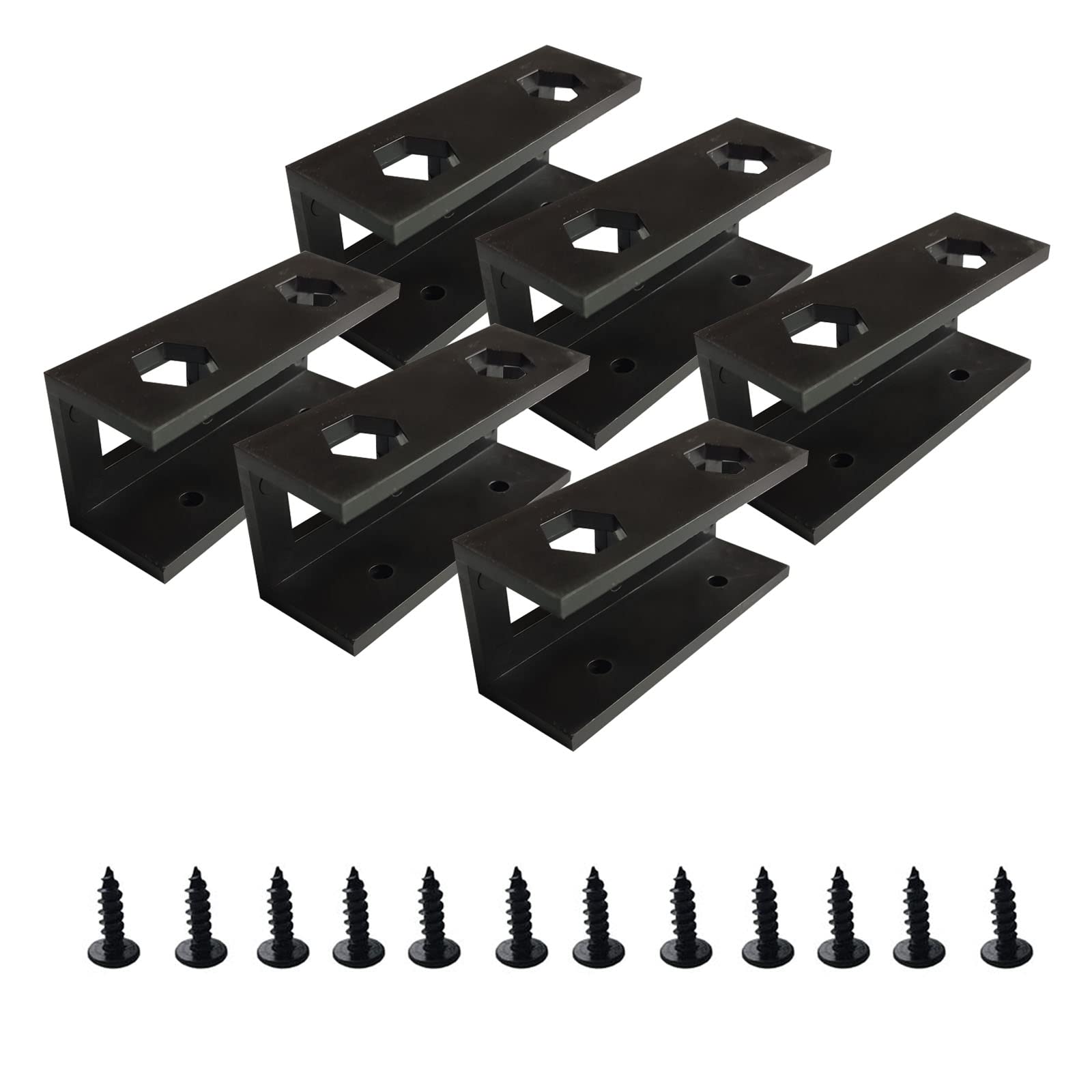 PIAOLGYI 6-Pack Under Desk Laptop Mount Bracket with Screws - Space Saving Laptop/Keyboard Holder for Home Office, Gaming & Workspace Organization