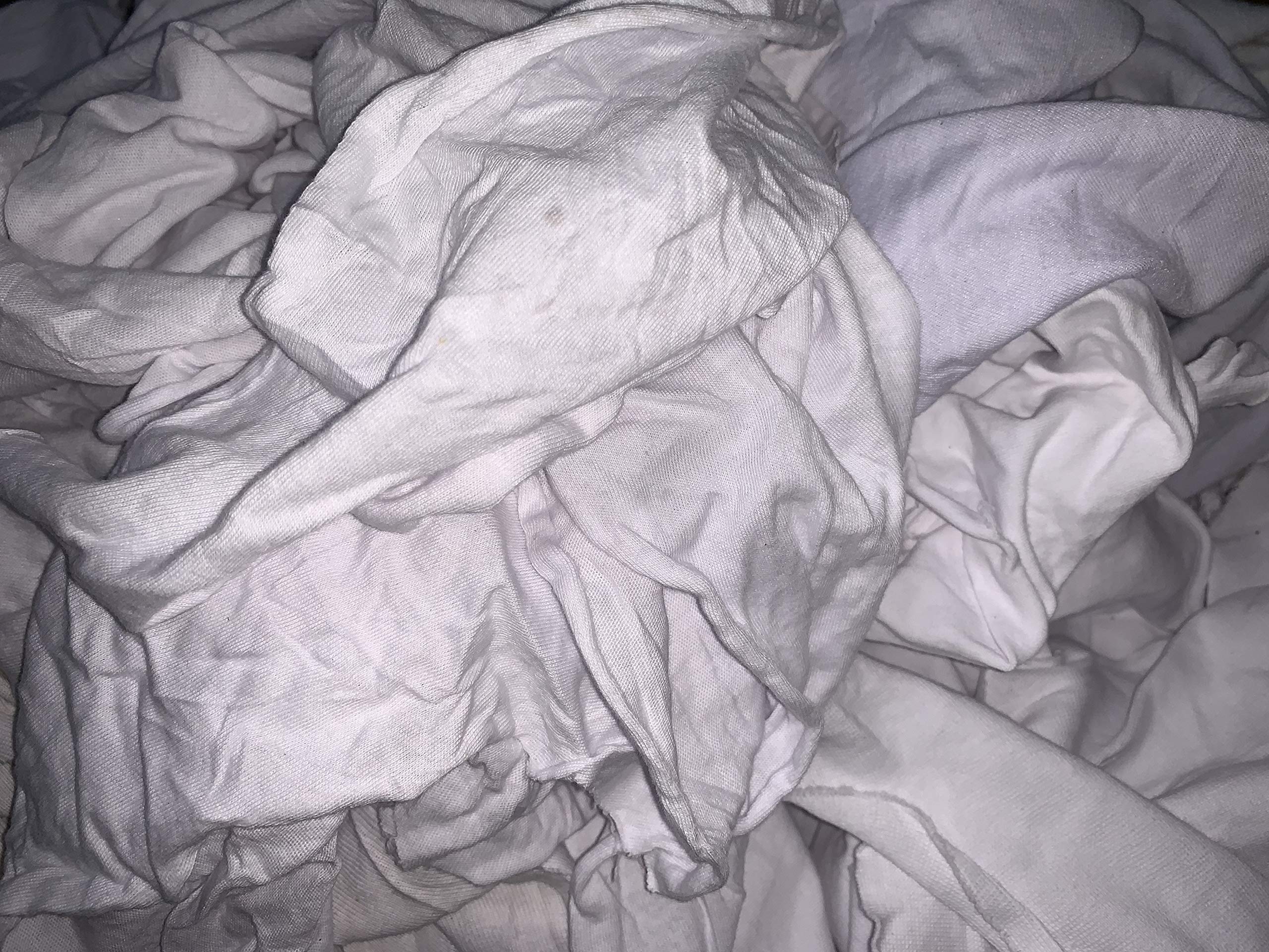 Lint-Free White Knit Cotton Rags - 100-Pound Bale for Painting, Staining, Oil & Dirt Cleaning - Reclaimed T-Shirt Material All-Purpose Cleaning Cloths - Perfect for Workshops, Garages & Industrial Use