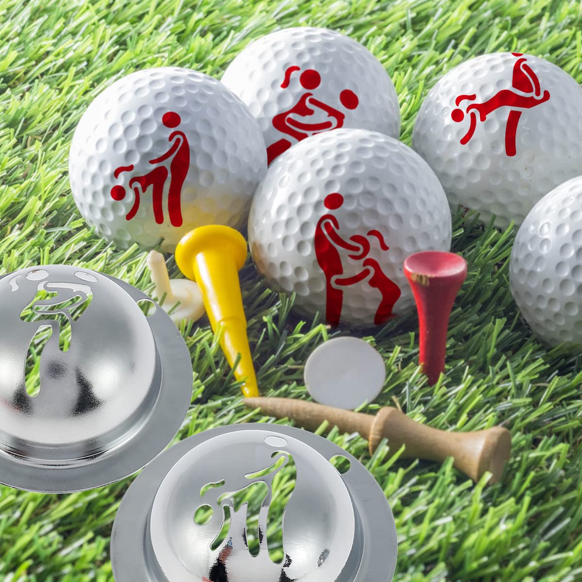 4Pcs Stainless Steel Golf Ball Markers - Personalized & Funny Golf Ball Alignment Tools for Practice & Tournaments - Perfect for Golfers, Gifts & Sports Events