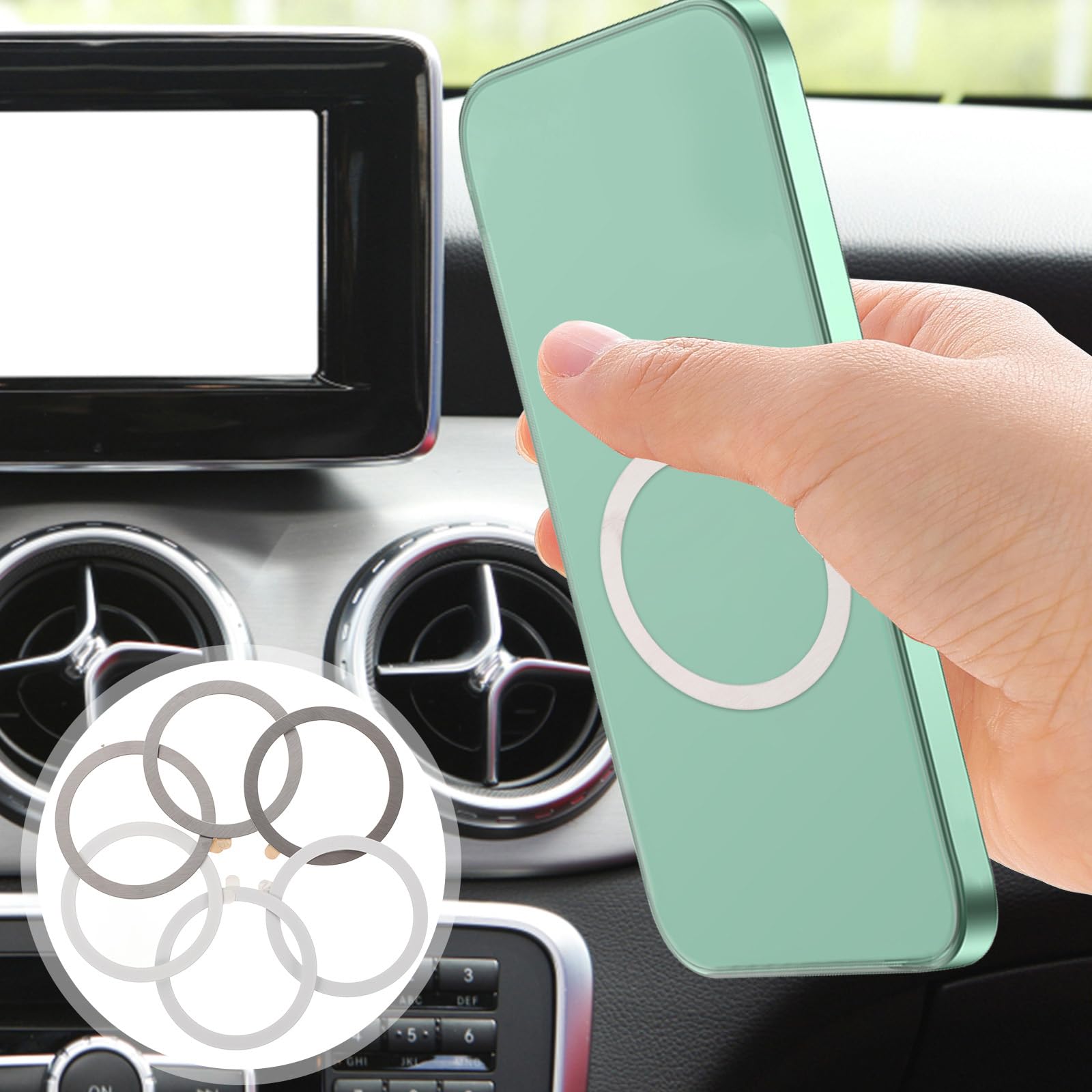 ARTIBETTER 6pcs Magnetic Phone Case Stickers - Stainless Steel for Car Mount & Phone Mounting