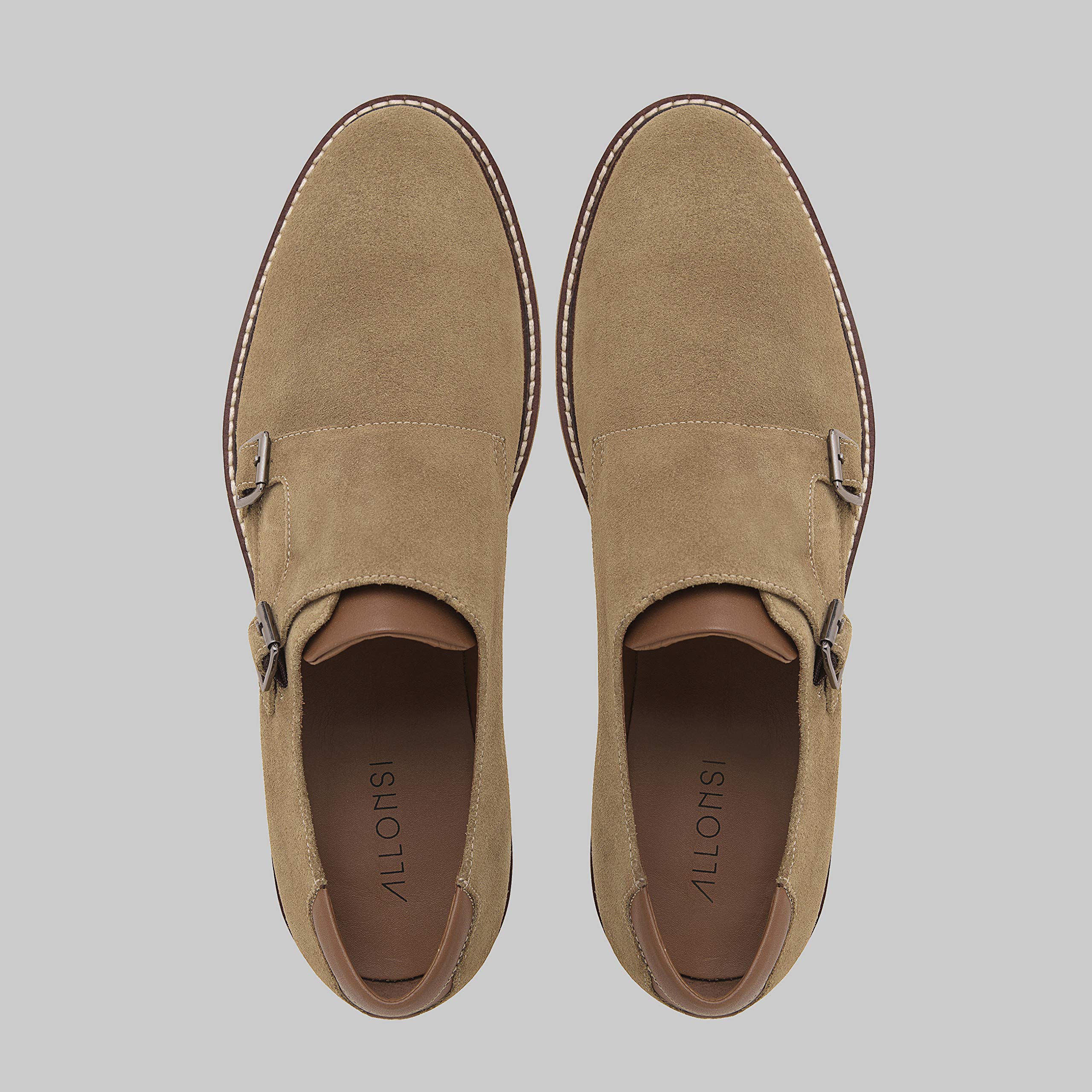 Premium Genuine Leather & Suede Men's Monk Strap Dress Shoes - Handcrafted Luxury Formal & Casual Shoes with Lightweight EVA Sole - Perfect for Business, Weddings & Office Wear