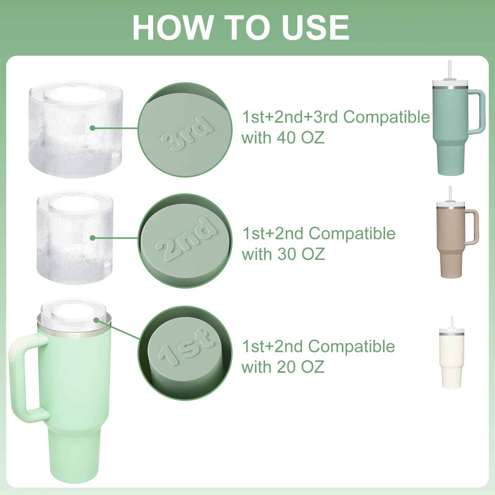 Premium Silicone Ice Cube Tray for Stanley Cup 30-40oz Tumblers - BPA Free Whiskey & Cocktail Ice Maker with Lid - Easy Fill & Release for Chilling Drinks, Coffee, Cocktails - Perfect for Home Bars, Parties & Outdoor Gatherings