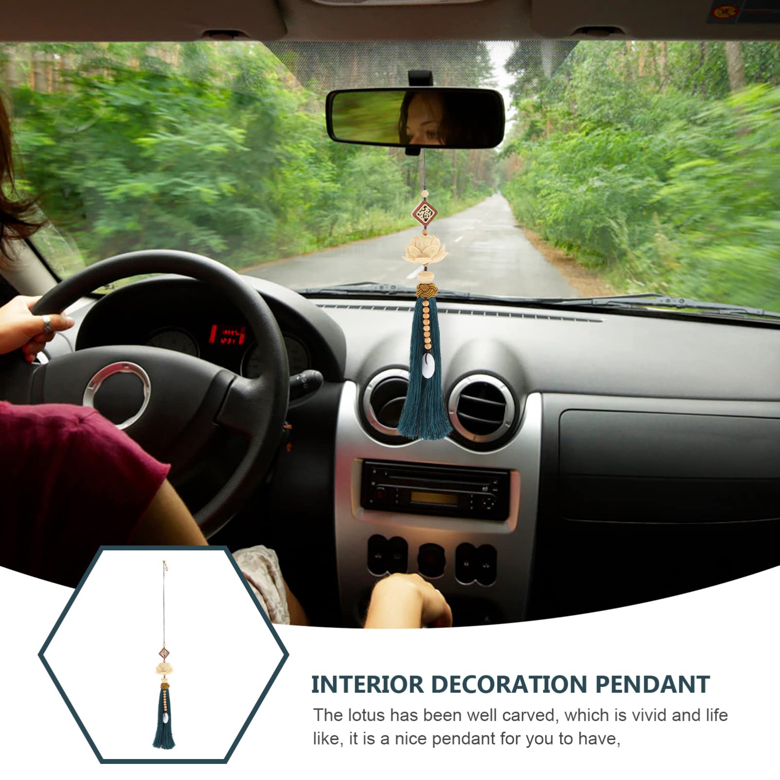 Eco-Friendly Wooden Car Pendant Hanging Decor - Stylish Rearview Mirror Ornament for Car Adornment, Perfect for Road Trips and Daily Commutes