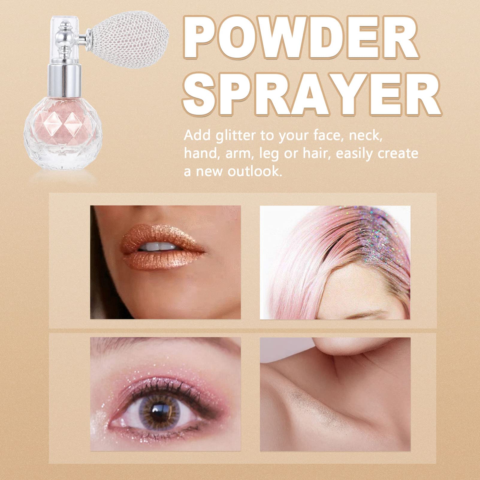 Uonlytech Shimmer Sparkle Pressed Spray Body Highlighter - Glitter Makeup Powder for Face, Body, Hair & Nails | Women & Men | Perfect for Parties, Festivals & Special Occasions