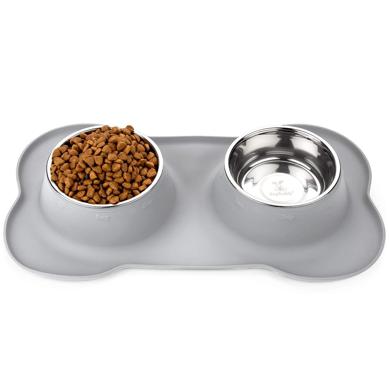 DogBuddy Stainless Steel Dog Bowls Set - Non-Slip Pet Food & Water Bowls for Medium & Large Dogs with Bonus Feeding Mat | Durable, Easy-Clean Pet Bowls for Indoor & Outdoor Use