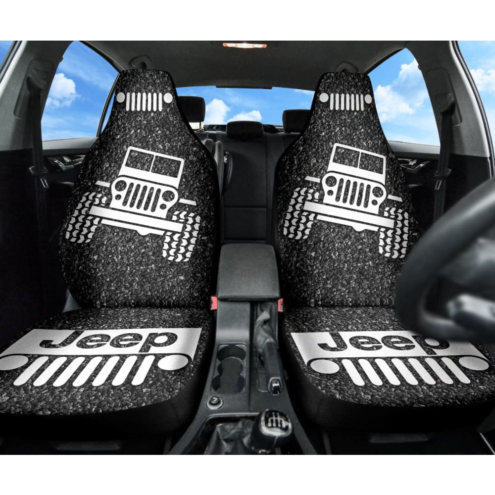 Premium Custom Jeep Off-Road Gray & White Asphalt Car Seat Covers - Durable Fit for Wrangler, Cherokee & Gladiator - Perfect for Adventure, Camping & Outdoor Enthusiasts