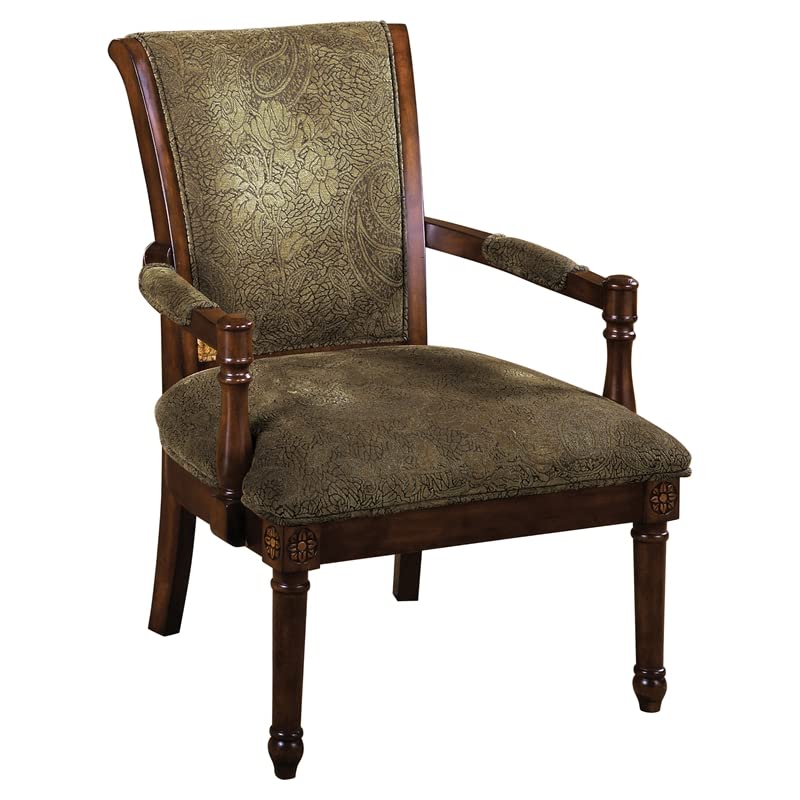Furniture of America Morganton Traditional Wood Padded Arm Chair in Antique Oak - Comfortable Dining Room & Living Room Accent Chair for Home Decor