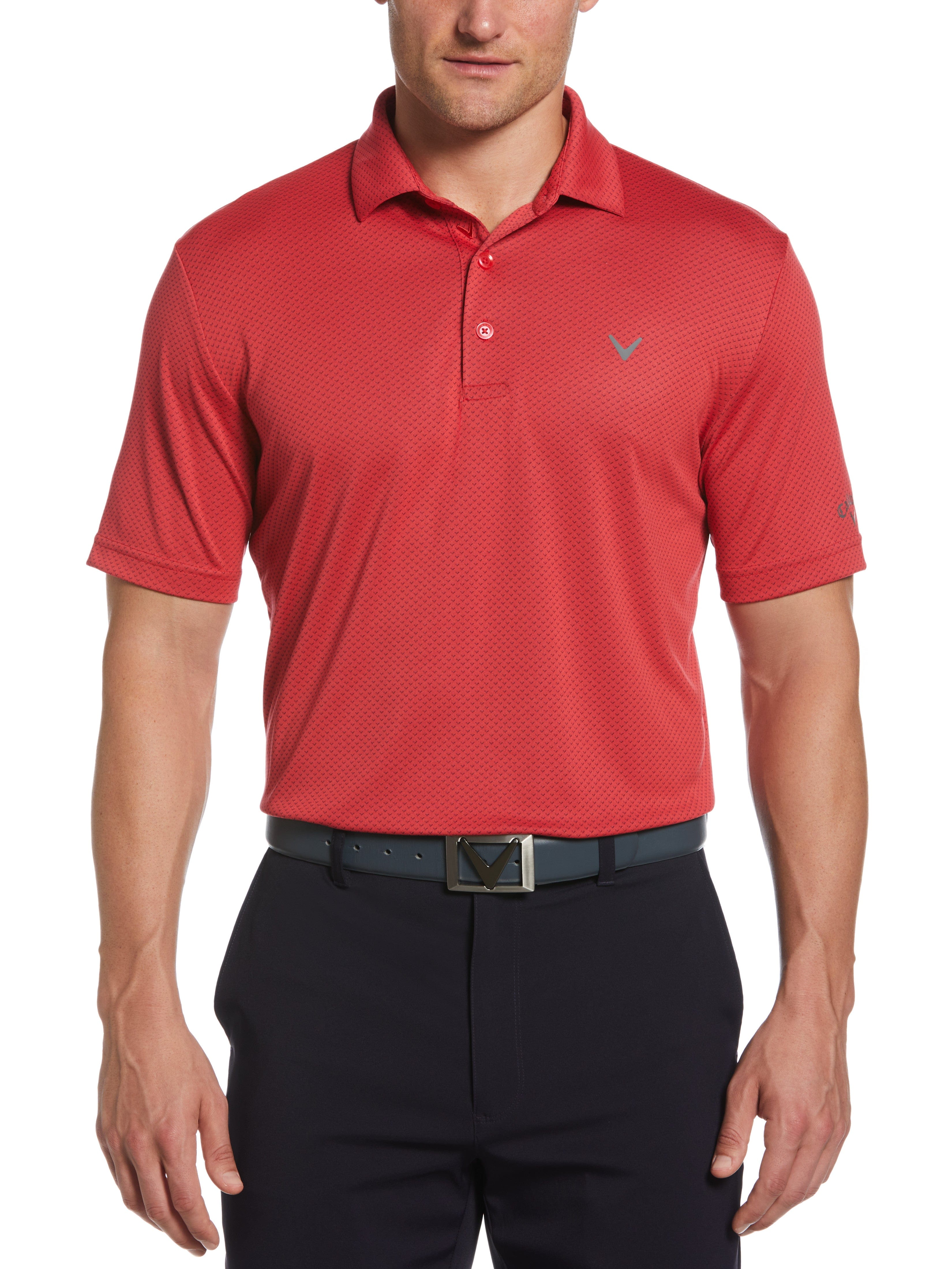 Men's Performance Spin Chevron Jacquard Golf Polo Shirt - Moisture Wicking & UV Protection for Golf, Tennis & Outdoor Sports
