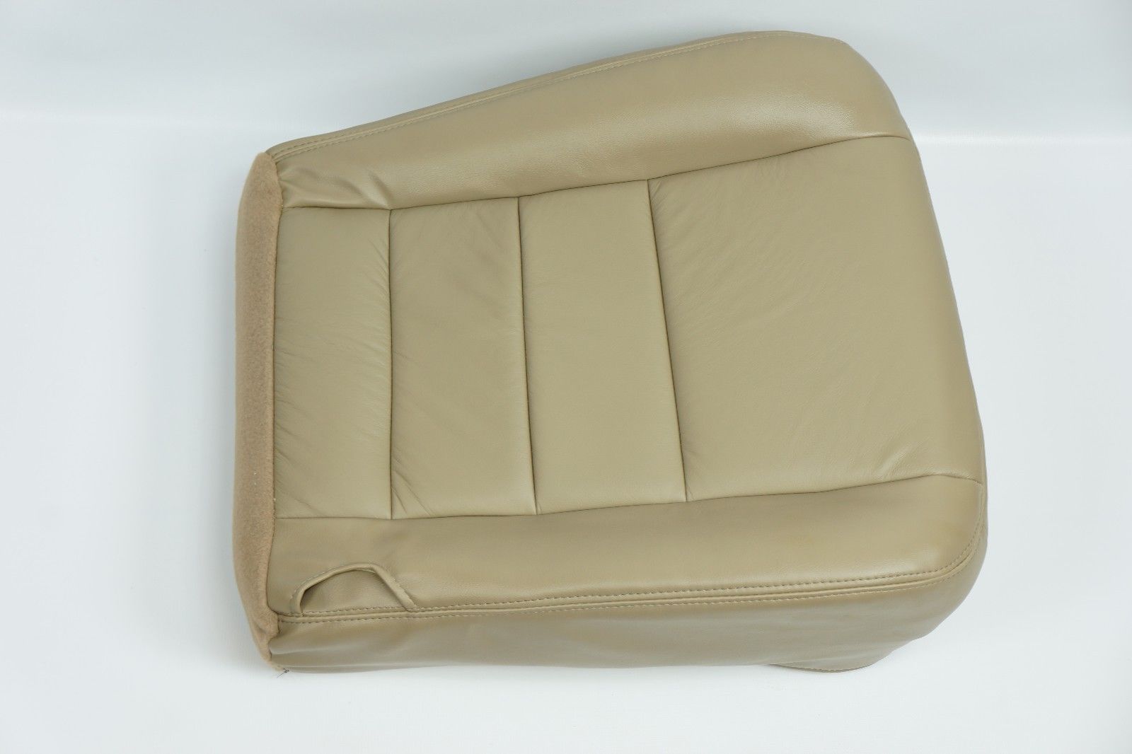 2002-2007 Ford F250 F350 Lariat Driver Bottom Seat Cover - Parchment Tan Vinyl Replacement - Perfect for Truck Interior Protection & Customization