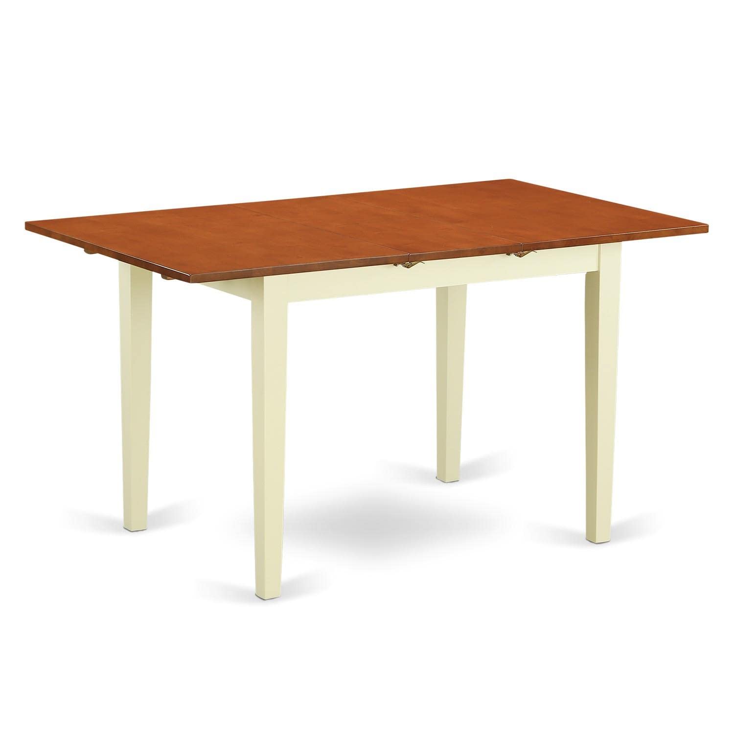 Modern 3-Piece Dining Table Set with Butterfly Leaf & 2 Chairs - 32x54 Inch Rectangle Wooden Table in Buttermilk & Cherry - East West Furniture NOQU3-WHI-W - Perfect for Small Spaces, Breakfast Nooks, and Contemporary Dining Rooms