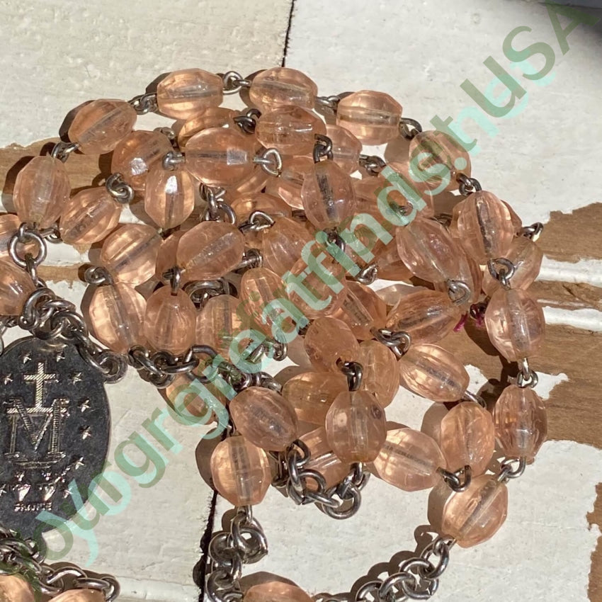 Vintage French Rosary with Blush Pink Beads - Elegant Catholic Prayer Beads for Meditation, Gift & Religious Devotion - Perfect for Weddings, Baptisms & Spiritual Practices