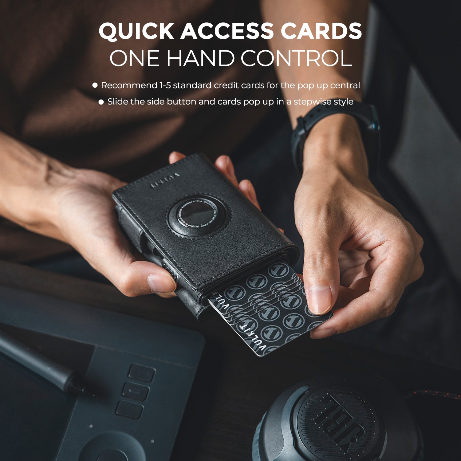 VC313 Aluminum Airtag Holder & Pop-Up Wallet for Men - Slim Credit Card Holder with Magnetic Closure - Perfect for Travel, Business & Everyday Carry
