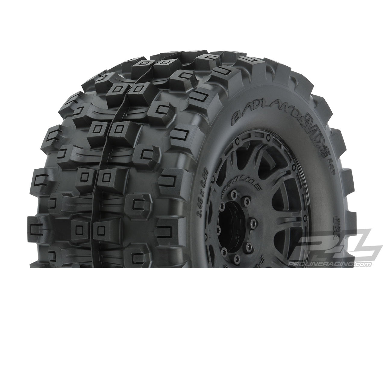 Badlands MX38 3.8 Belted Tires with Raid Black Wheels - Premium Off-Road RC Tires for Crawlers, Rock Racing & Trail Adventures