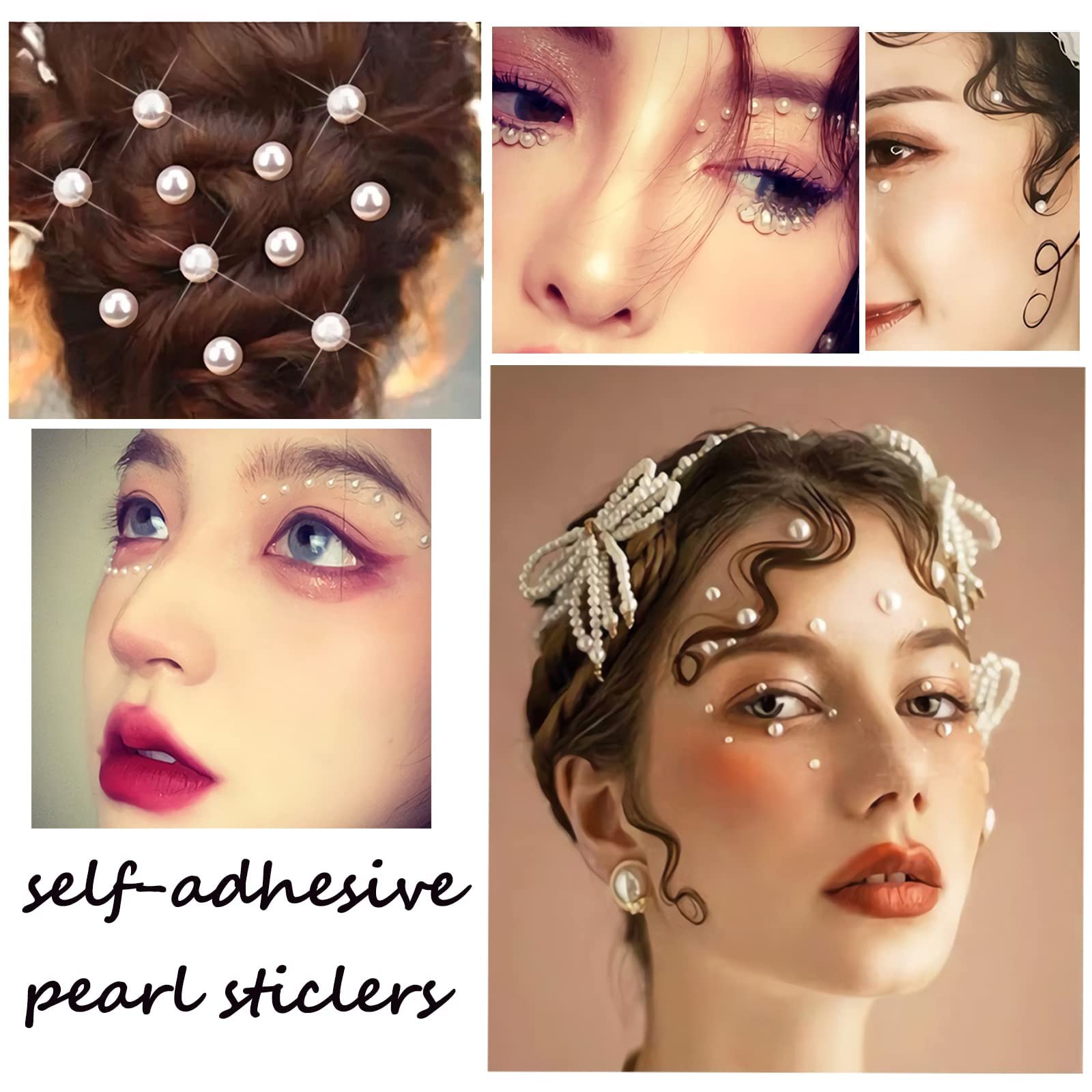 2800pcs White Pearl Face Gems - Self-Adhesive Rhinestone Stickers for Eyes, Body & Nails - Mermaid Jewelry Accessories for Women & Girls - Perfect for Prom, Rave, Festival, Party Makeup & Nail Art Decorations