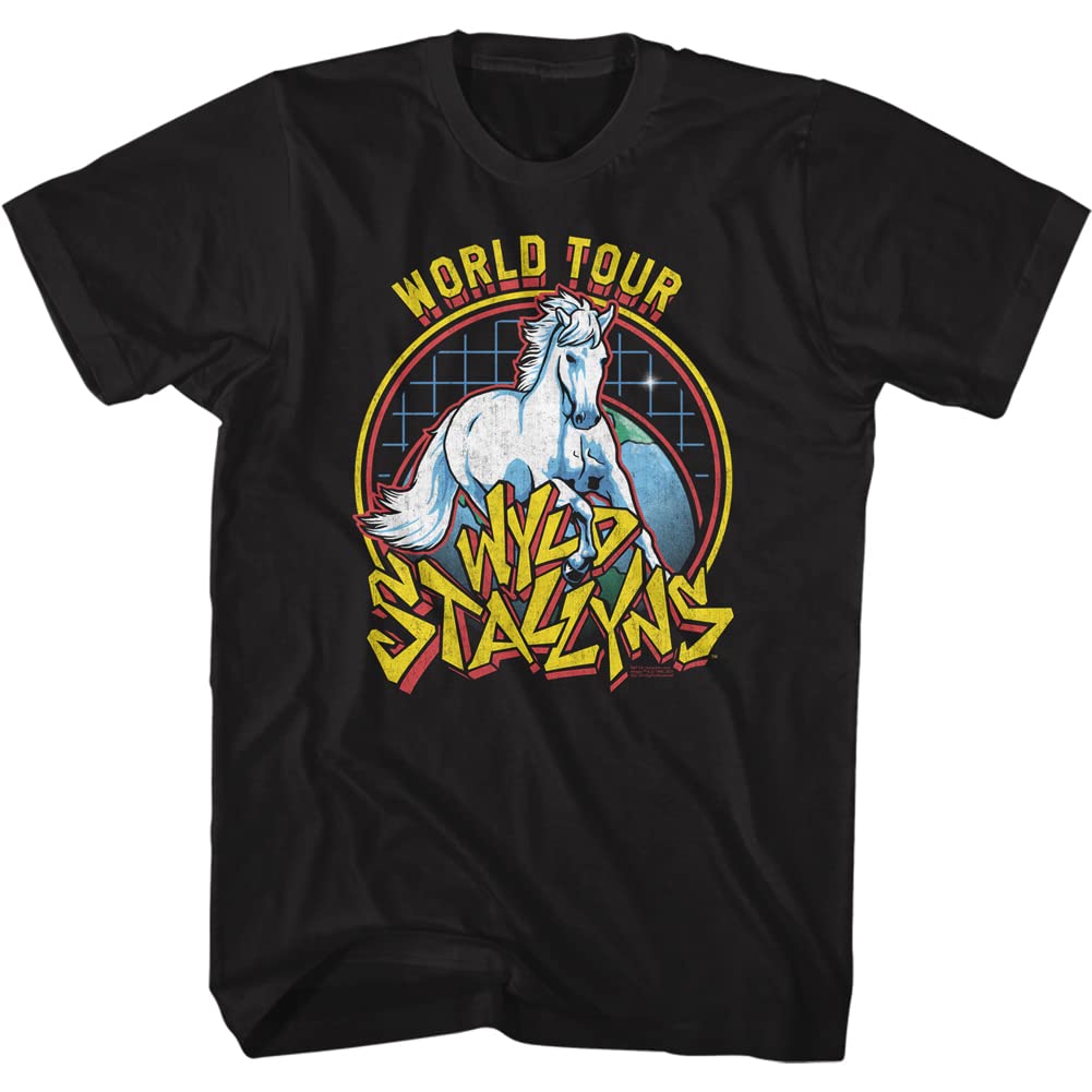 Bill and Ted's Excellent Adventure WYLD Stallyns World Tour Vintage Movie T-Shirt for Men - Casual Short Sleeve Tee for Fans, Cosplay, and 80s Retro Fashion
