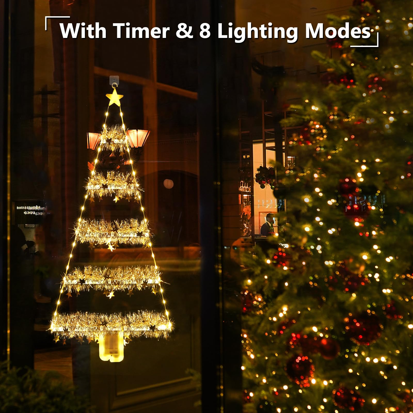 2.65ft Warm White LED Christmas Lights - Battery Operated Indoor/Outdoor Holiday Decor for Windows, Walls, Gardens & Home | Perfect for Christmas Tree, Party, Wedding & Seasonal Decorations