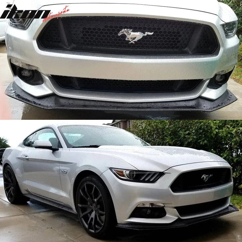 2015-2017 Ford Mustang Front Lip Spoiler Splitter - PP Material for Non-Performance Package Models | Enhance Your Mustang's Aggressive Look for Street Racing & Car Shows