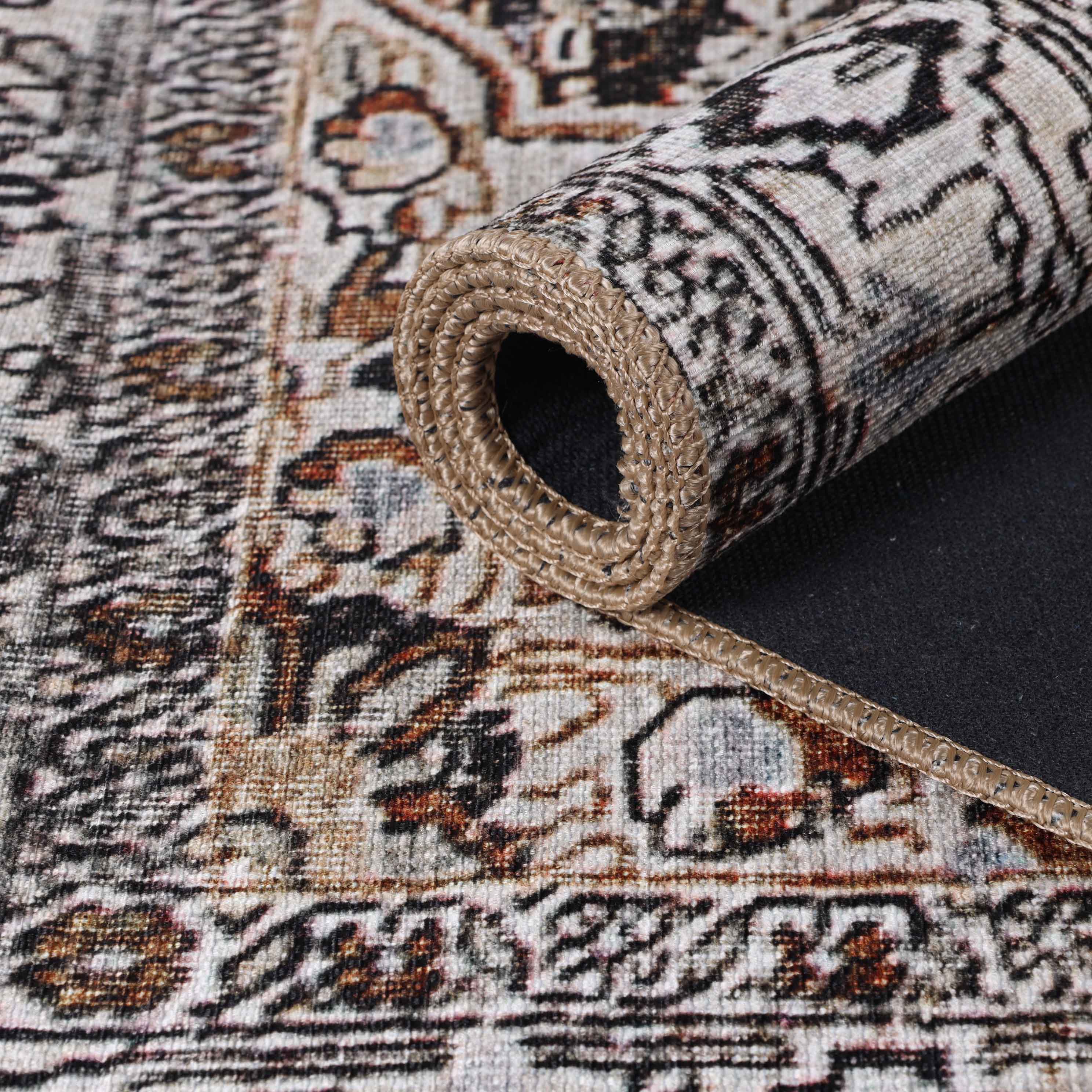 Elodi Geometric Floral Medallion Rug - Large Indoor Area Rug for Living Room, Bedroom, Dining Room | Non-Slip Soft Boho Home Decor