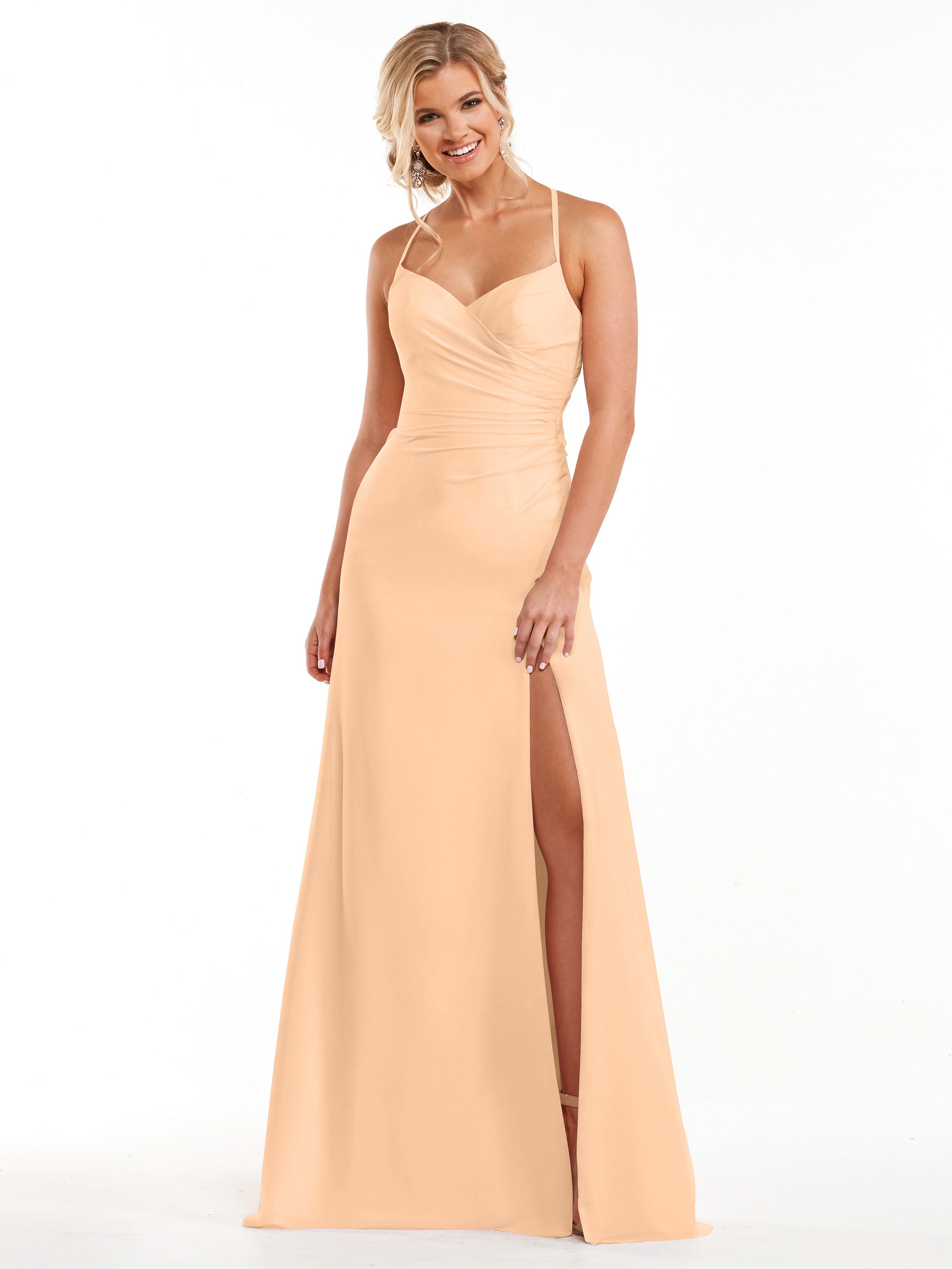 Elegant A-Line Chiffon Bridesmaid Dress with High Slit - Perfect for Weddings, Formal Events & Evening Parties