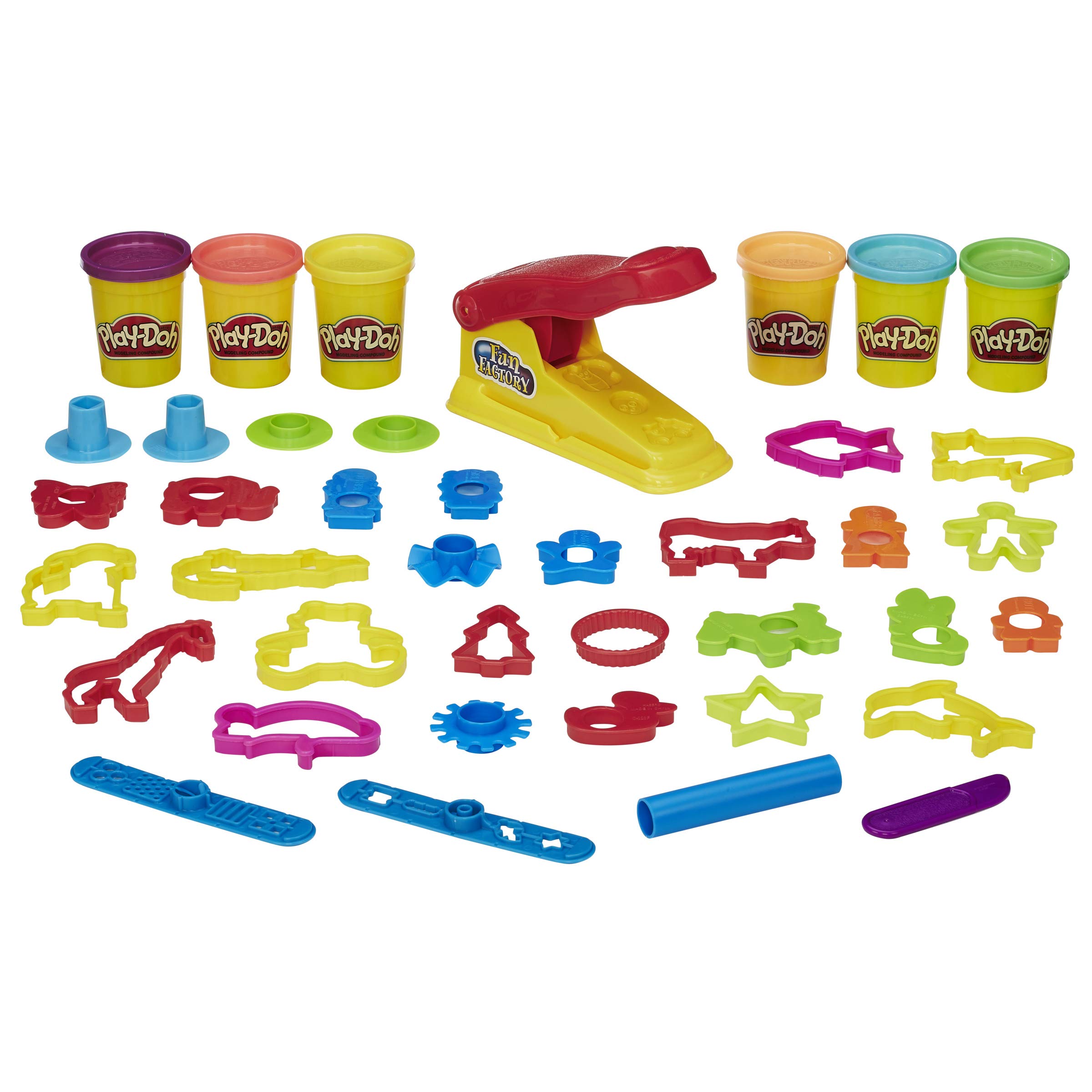 Play-Doh Fun Factory Deluxe Set with 31 Tools & 6 Cans - Creative Arts & Crafts Kit for Kids Ages 3+ | Easter Gifts for Boys & Girls, Preschool Learning Toys | Amazon Exclusive | Perfect for Birthday Parties & Classroom Activities