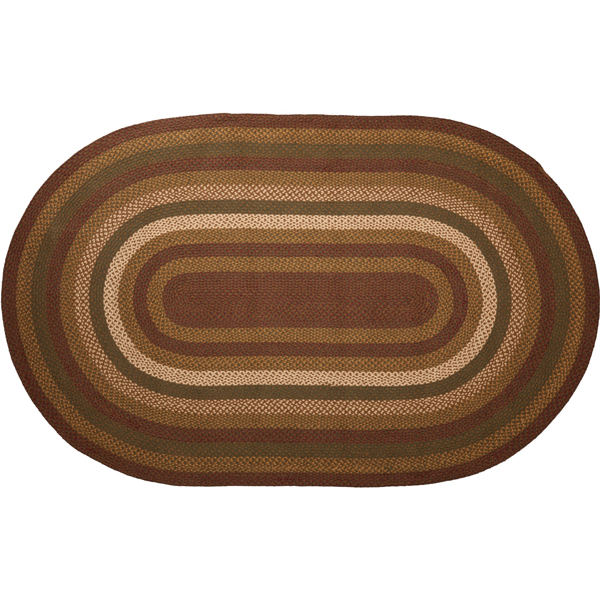 VHC Brands Tea Cabin Rustic Country Jute Area Rug - Green Striped Oval Natural Fiber Rug with Non-Slip Pad - 60x96 Inch Floor Decor for Living Room, Bedroom & Farmhouse Style Homes