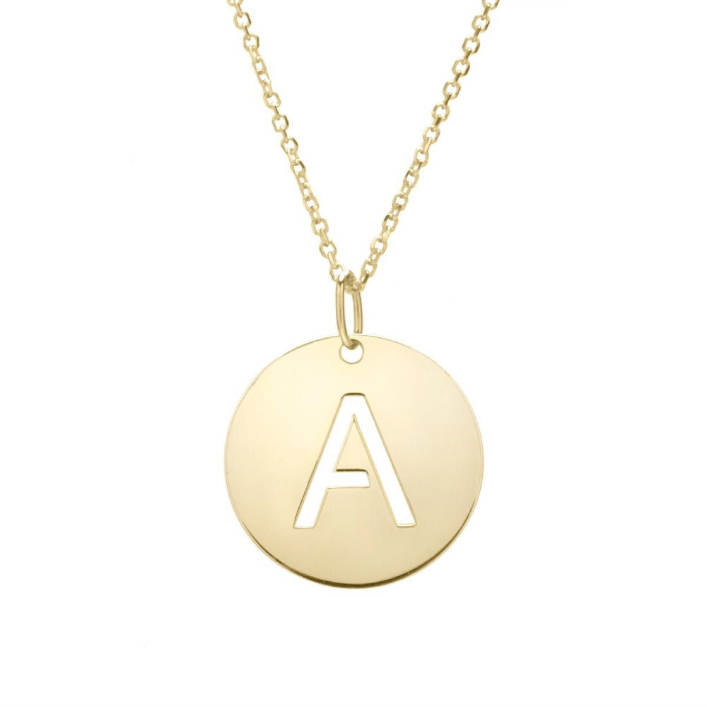 14K Gold Disc Pendant Necklace - Personalized Initial Charm (All Letters A-Z) | Elegant Layering Jewelry for Women, Perfect Gift for Birthday, Anniversary & Valentine's Day
