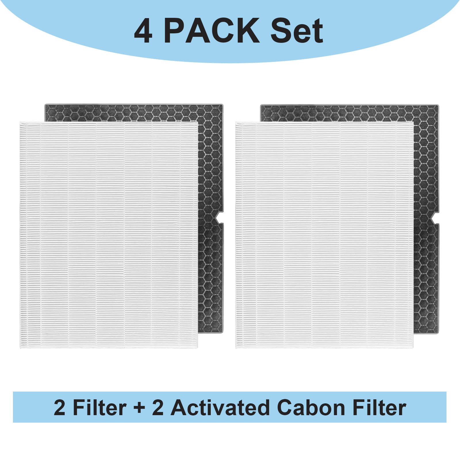 Winix 5500-2 Air Purifier Replacement Filter H (116130) - 2 HEPA Filters & 2 Activated Carbon Filters Combo Pack - Compatible with Winix 5500-2 Air Purifier - Improve Indoor Air Quality for Allergies & Pet Dander