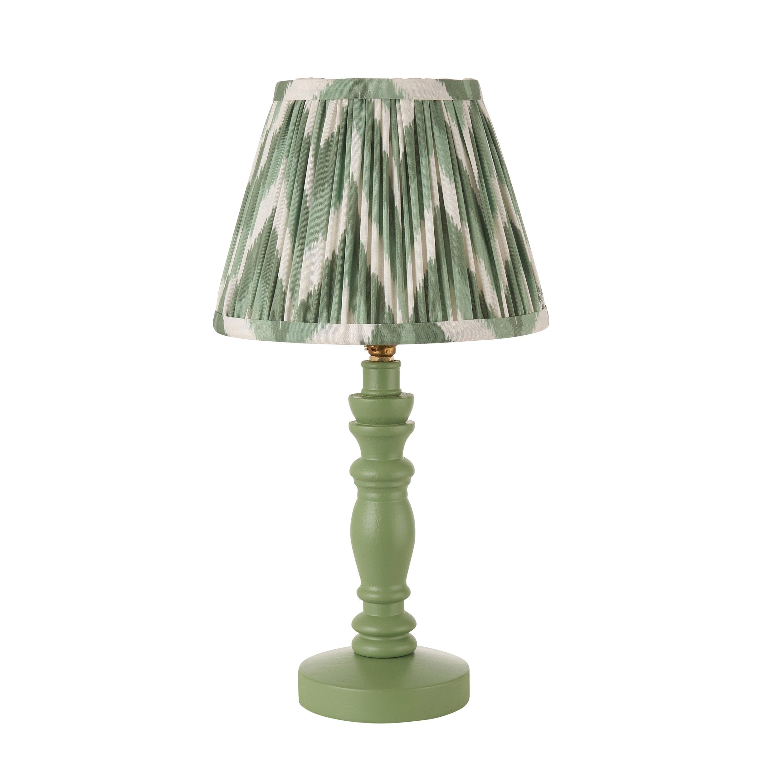 Bibury Green Table Lamp with 20cm Zigzag Cotswold Green Shade - Modern Home Office & Bedroom Lighting Decor