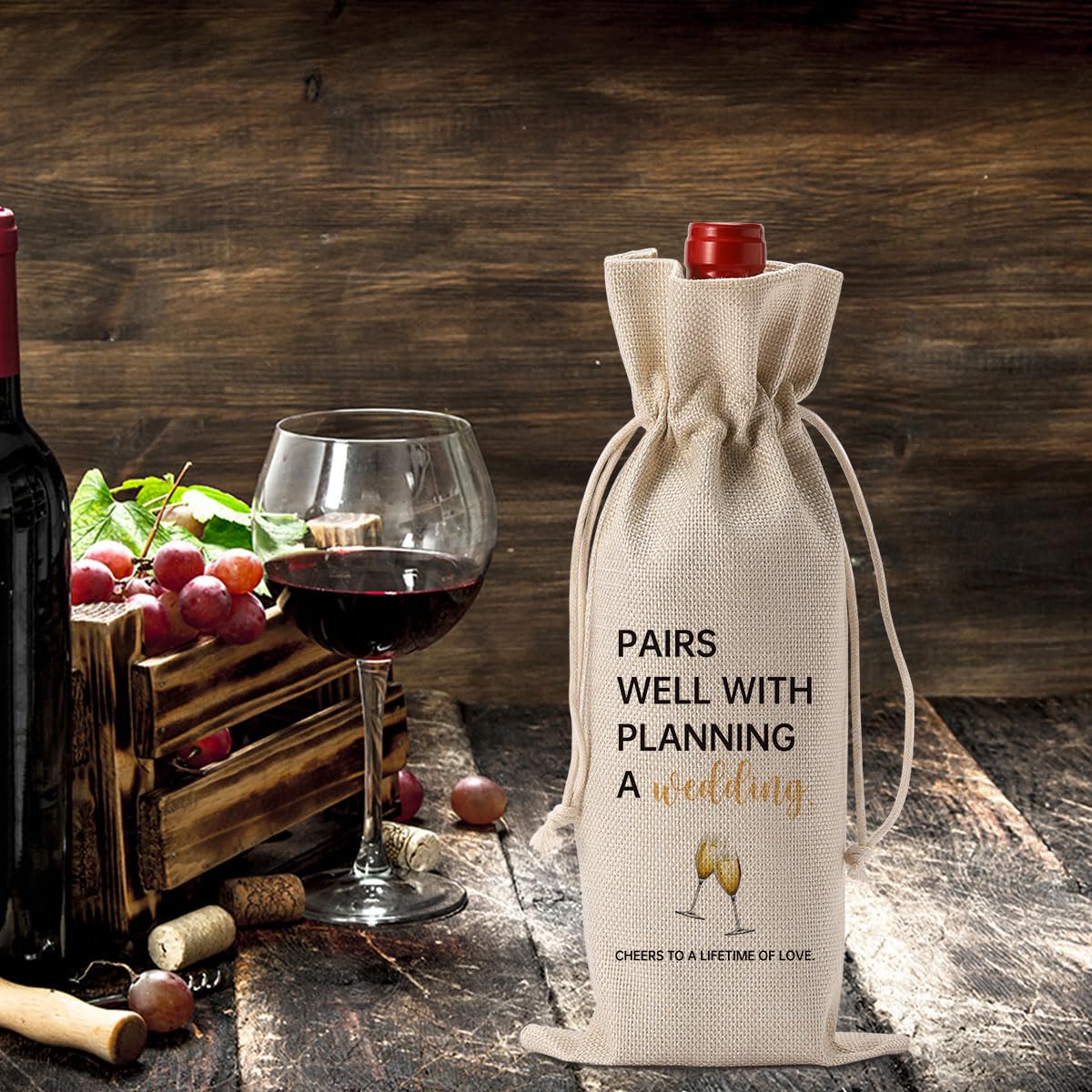 YUANHAO Wedding Wine Gift Bag - Elegant Mr & Mrs Wine Bottle Holder for Newlyweds, Bridal Shower & Engagement Gifts - Perfect Wedding Favor for Couples, Rehearsal Dinners & Anniversary Celebrations