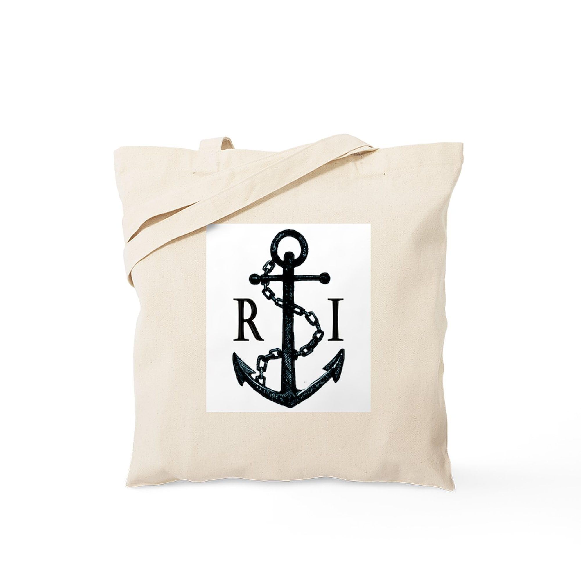 Rhode Island Anchor Tote Bag - Natural Canvas Reusable Shopping Bag for Groceries, Beach & Everyday Use | Eco-Friendly Cotton Tote
