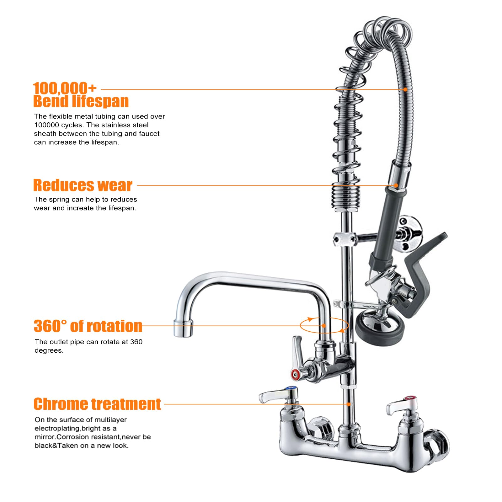 Commercial Kitchen Sink Faucet with Sprayer - MSTJRY 25