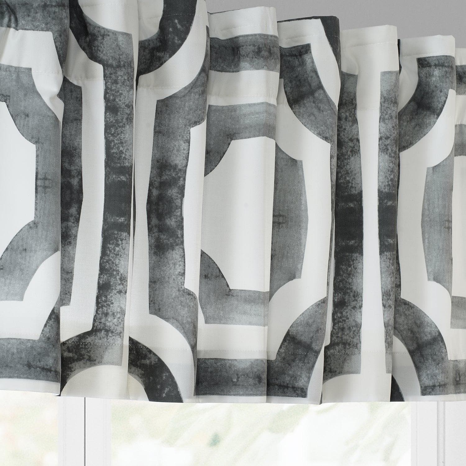 Mecca Steel Emblem Printed Cotton Window Valance - Elegant Home Decor for Living Room & Bedroom - Perfect for Curtain Toppers & Window Treatments