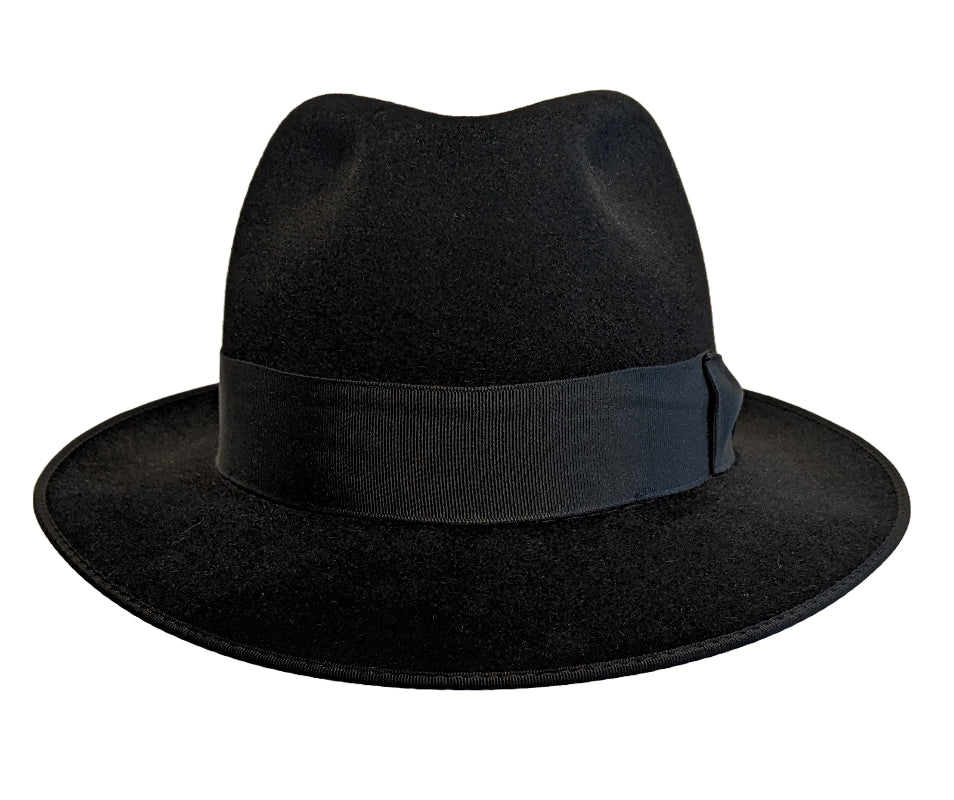 Premium Tonak Velour Finish Fur Felt Mid-Brimmed Black Fedora Hat for Men & Women - Classic Vintage Style for Outdoor Events, Weddings, and Fashion Accessories