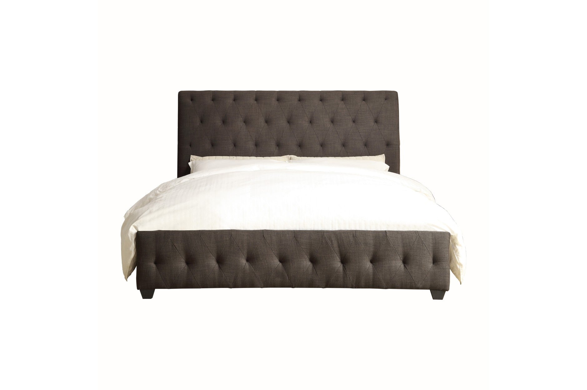 Baldwyn Collection Dark Gray Fabric Bed Frame - Queen Size Upholstered Platform Bed with Wooden Slats for Support | Perfect for Modern Bedrooms, Guest Rooms & Small Spaces