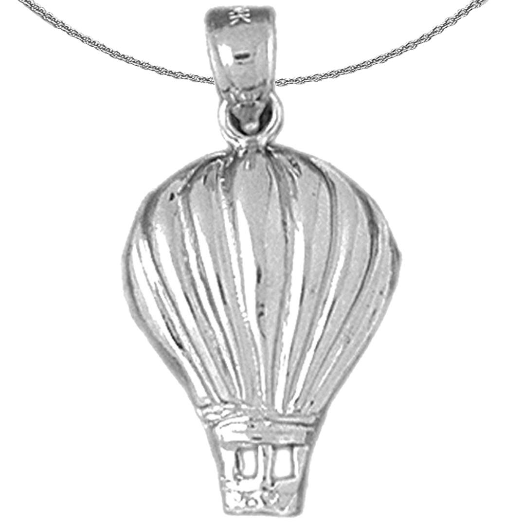 Silver Hot Air Balloon Necklace - 925 Sterling Silver Rhodium Plated Pendant with 18 Inch Chain | Romantic Gift for Women, Birthday, Anniversary | Perfect for Travel Lovers & Adventure Seekers