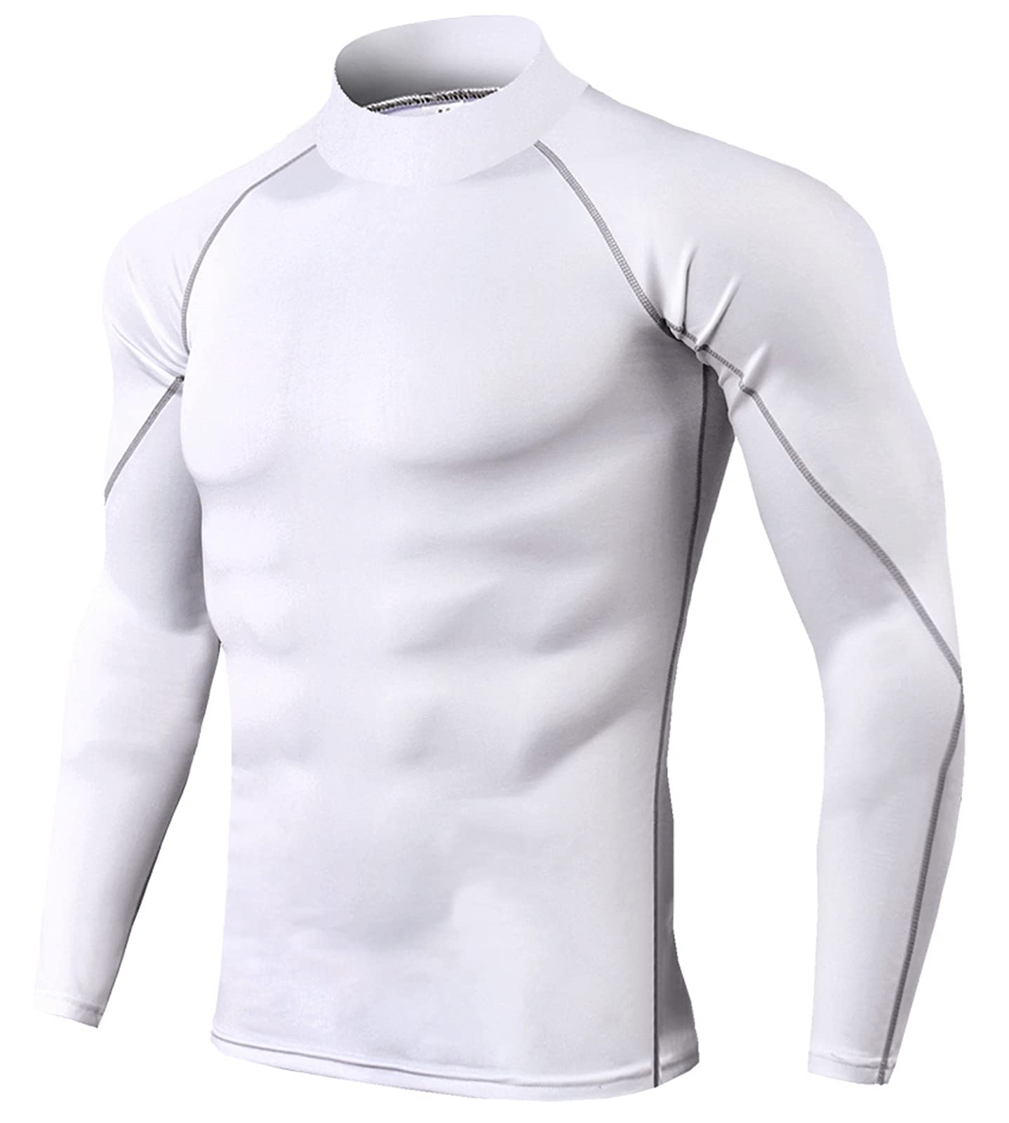 Mioubeila Men's Long Sleeve Compression Shirts - Moisture Wicking Workout Tops for Running, Gym & Sports Performance