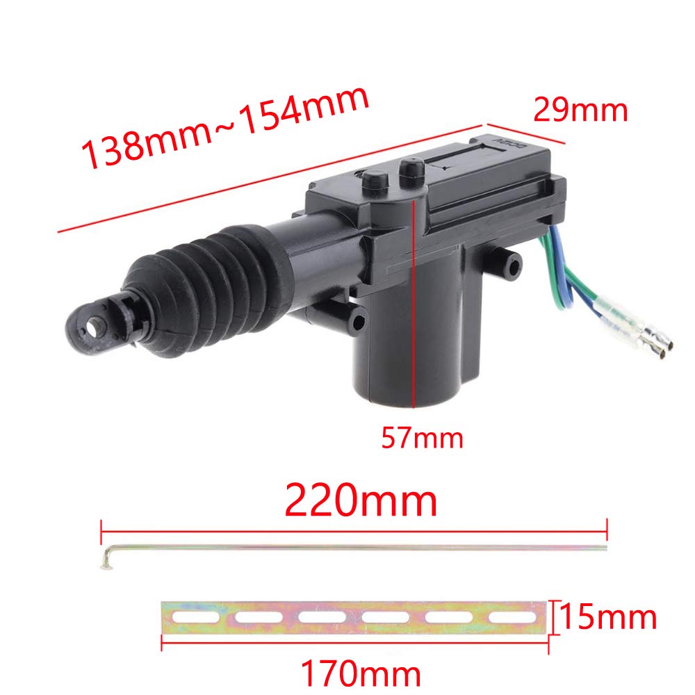 ESUPPORT Universal 12V Heavy Duty High Power 5-Wire Car Door Lock Actuator - Black - Compatible with Most Vehicles, Perfect for Central Locking System Installation & Auto Door Repair