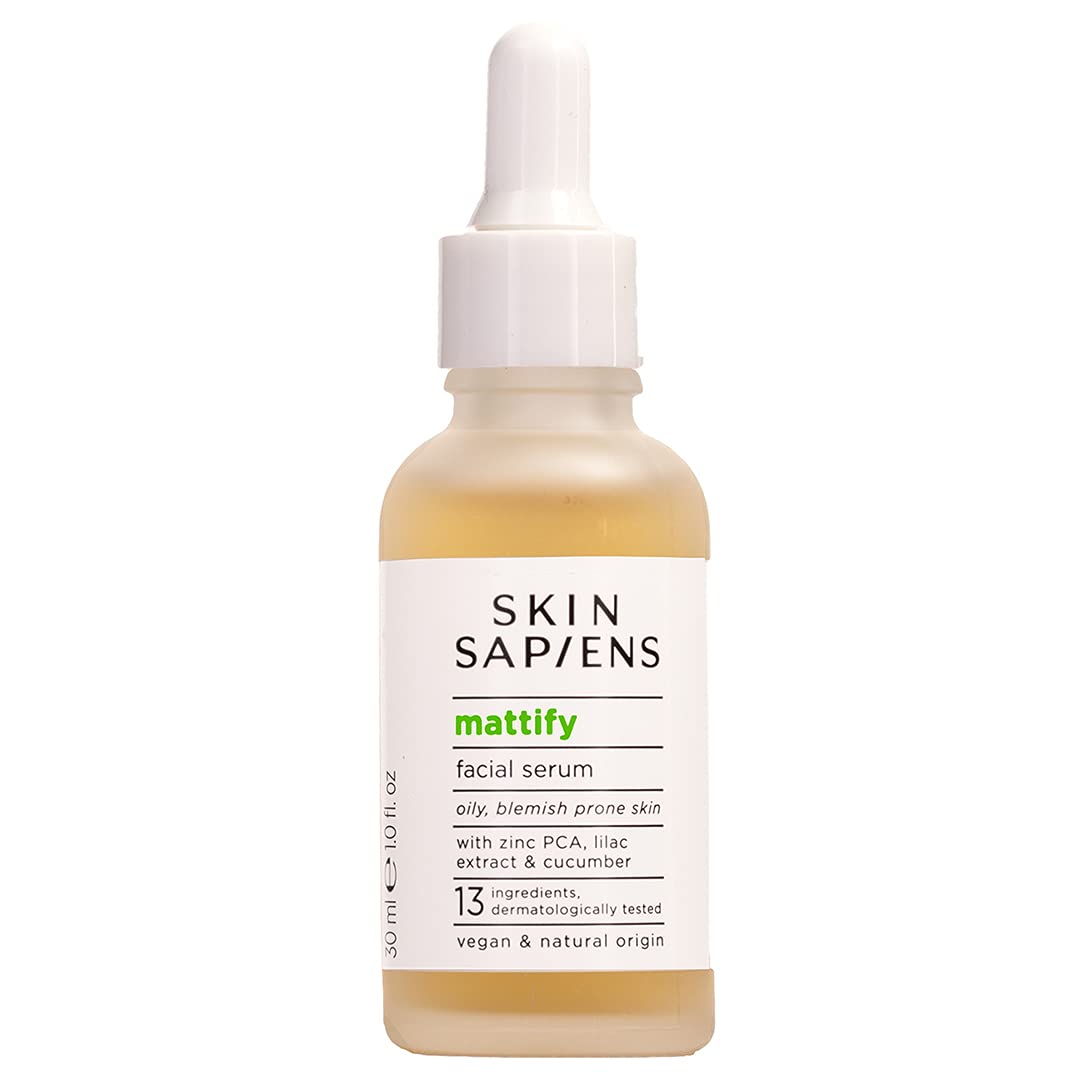 SKIN SAPIENS MATTIFY Facial Serum with Zinc PCA & Lilac Extract | Oil Control & Shine Reduction | Natural Ecocert Cosmos Certified | Cruelty-Free Vegan Skincare for Oily & Blemish-Prone Skin (30ml) | Perfect for Daily Use & Travel Skincare Routine